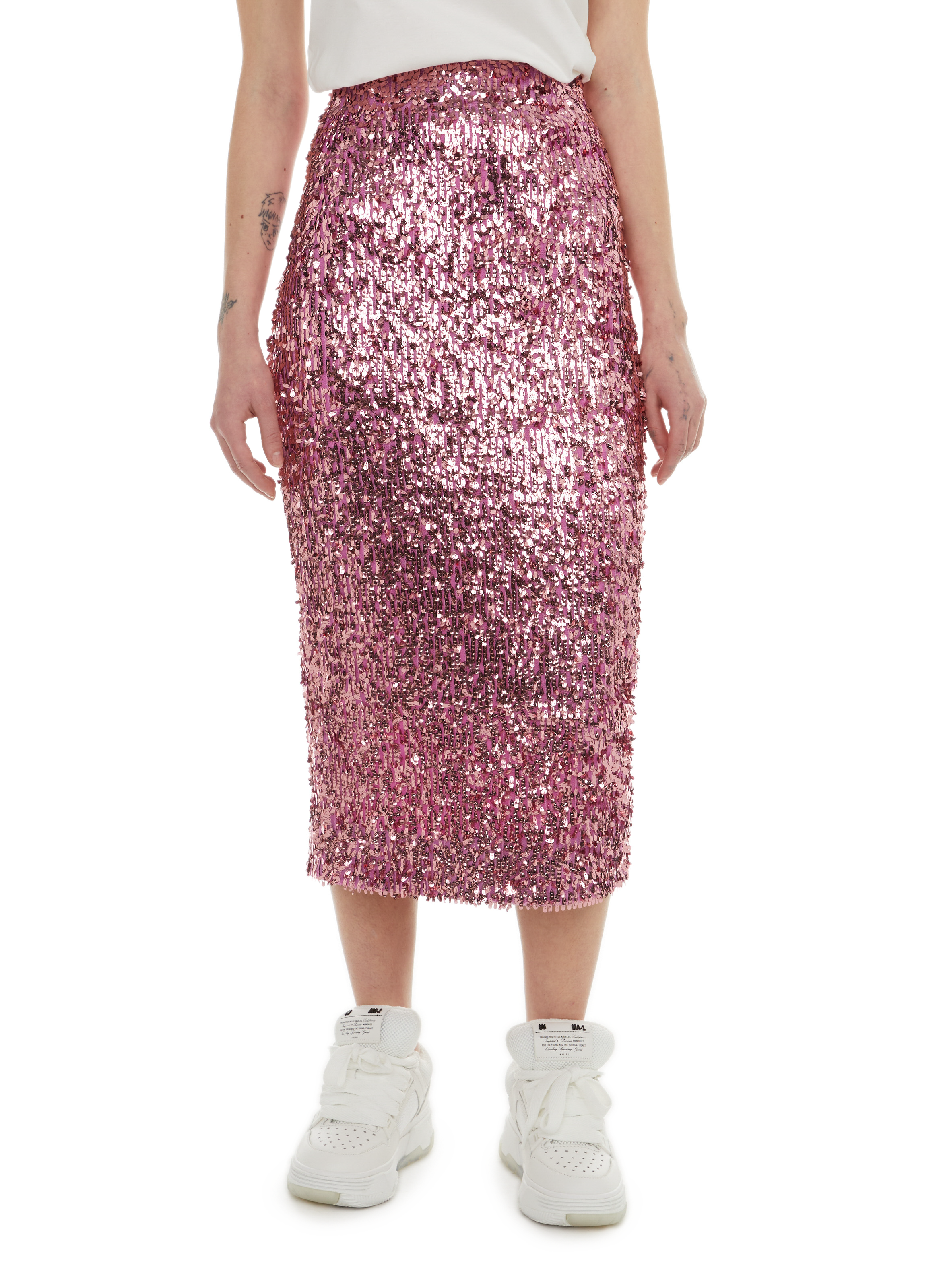 ROTATE Sequin midi skirt Pink