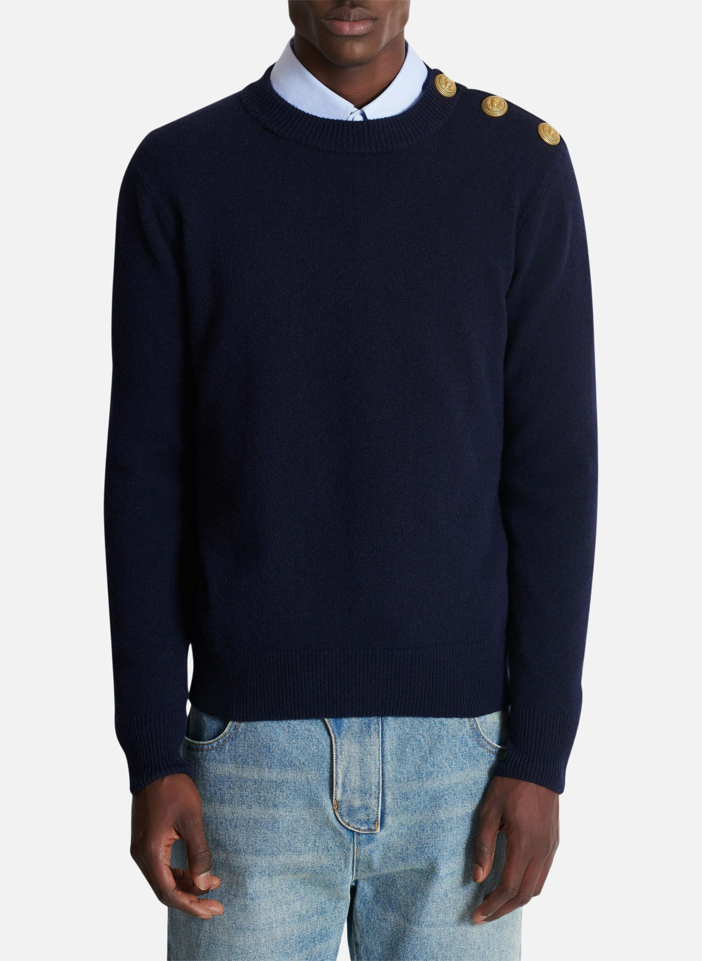 Pull en éco-cachemire BALMAIN Bleu