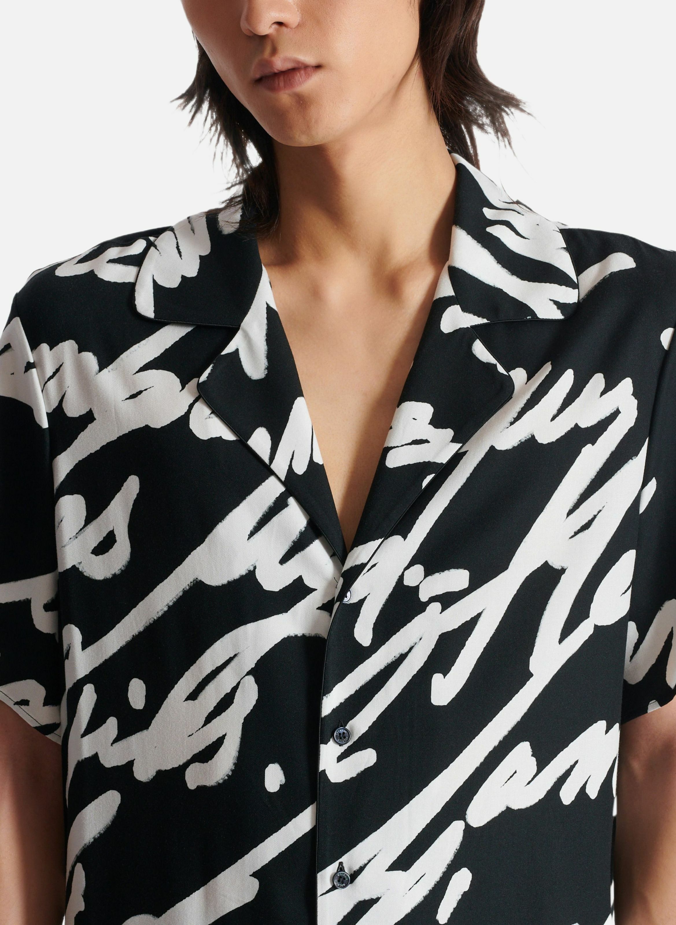 Chemise pyjama en sergé imprimé « lettre d'amour » BALMAIN Noir