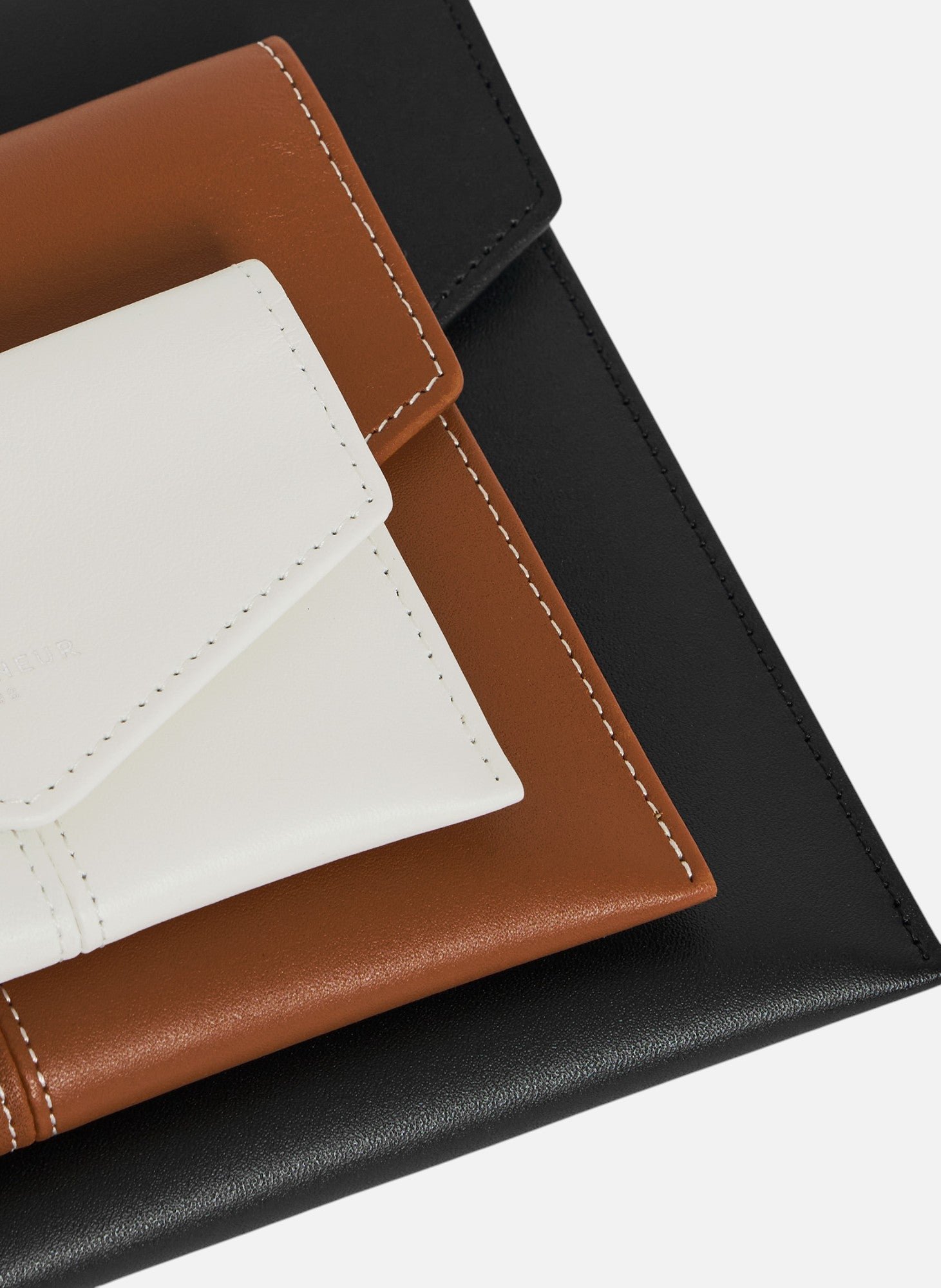 Trio de pochettes charlotte en cuir lisse LE TANNEUR Noir