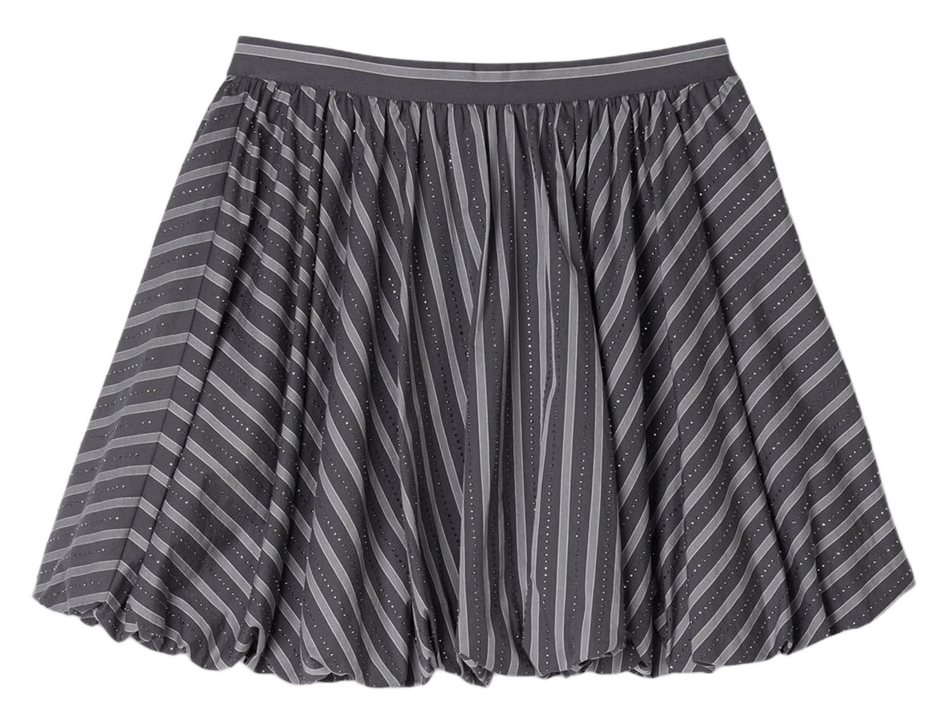 Jupe courte en coton rayé SANDRO Gris