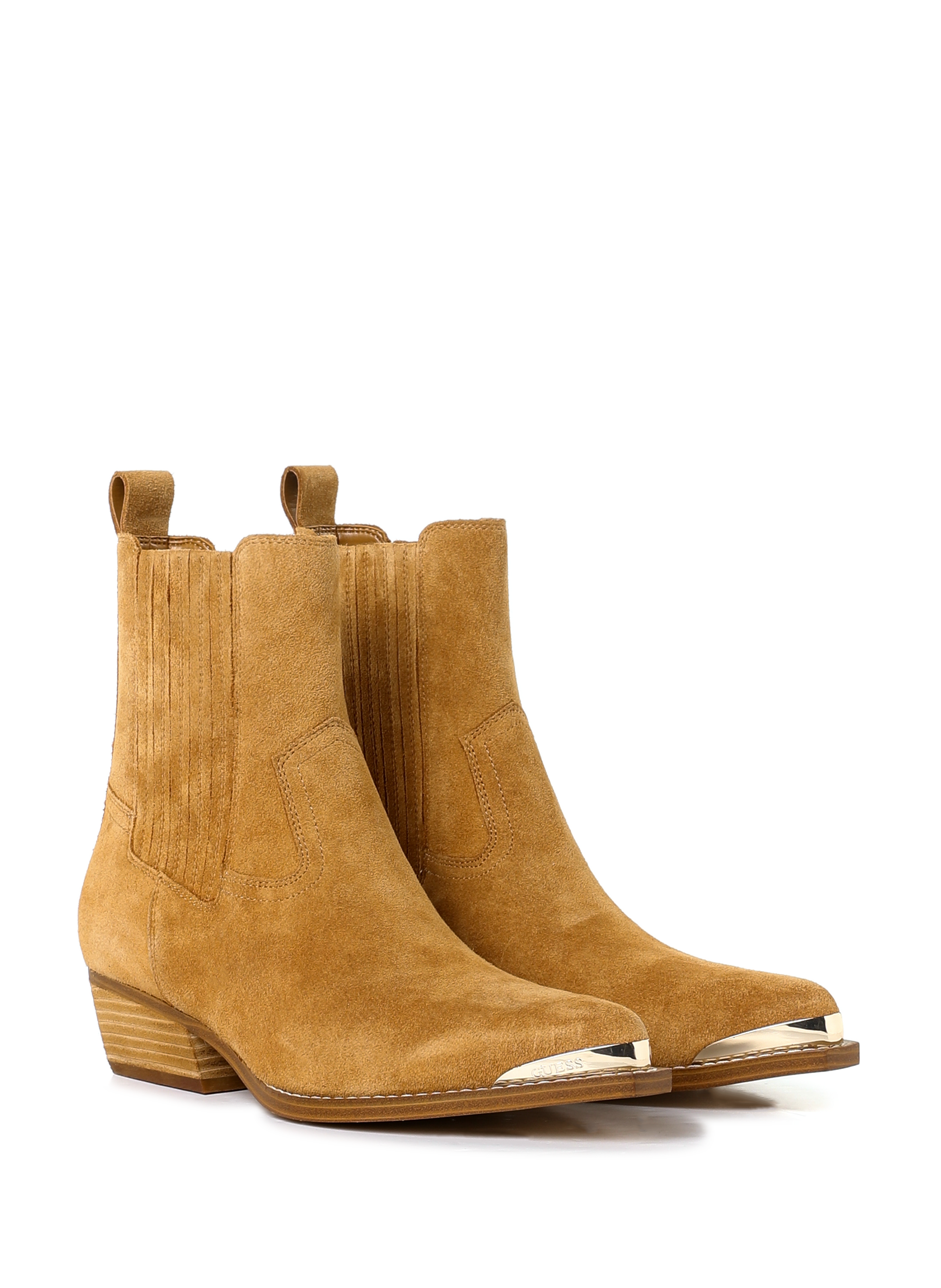 Bottines à talon en cuir velours Lanna 2 GUESS Marron