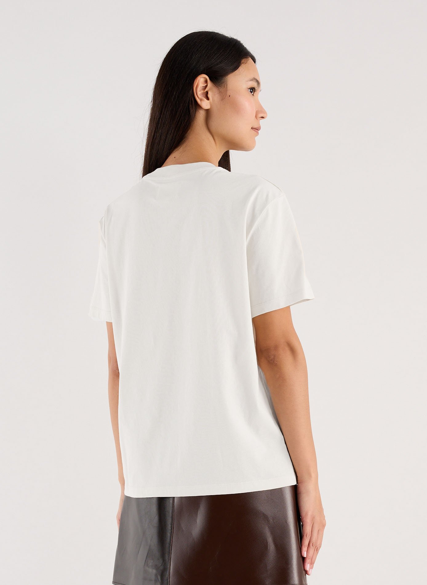 Round neck printed cotton T-shirt SAISON 1865 White