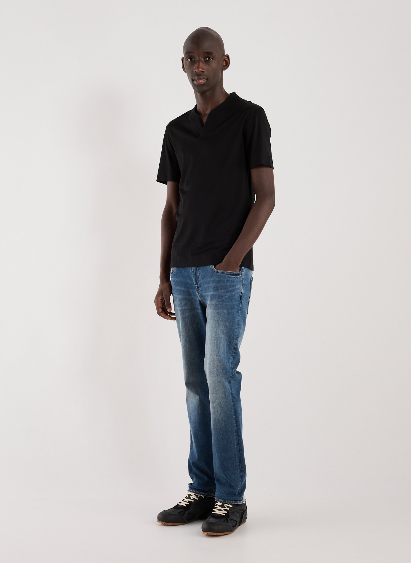 Lyocell and cotton T-shirt  EMPORIO ARMANI Black