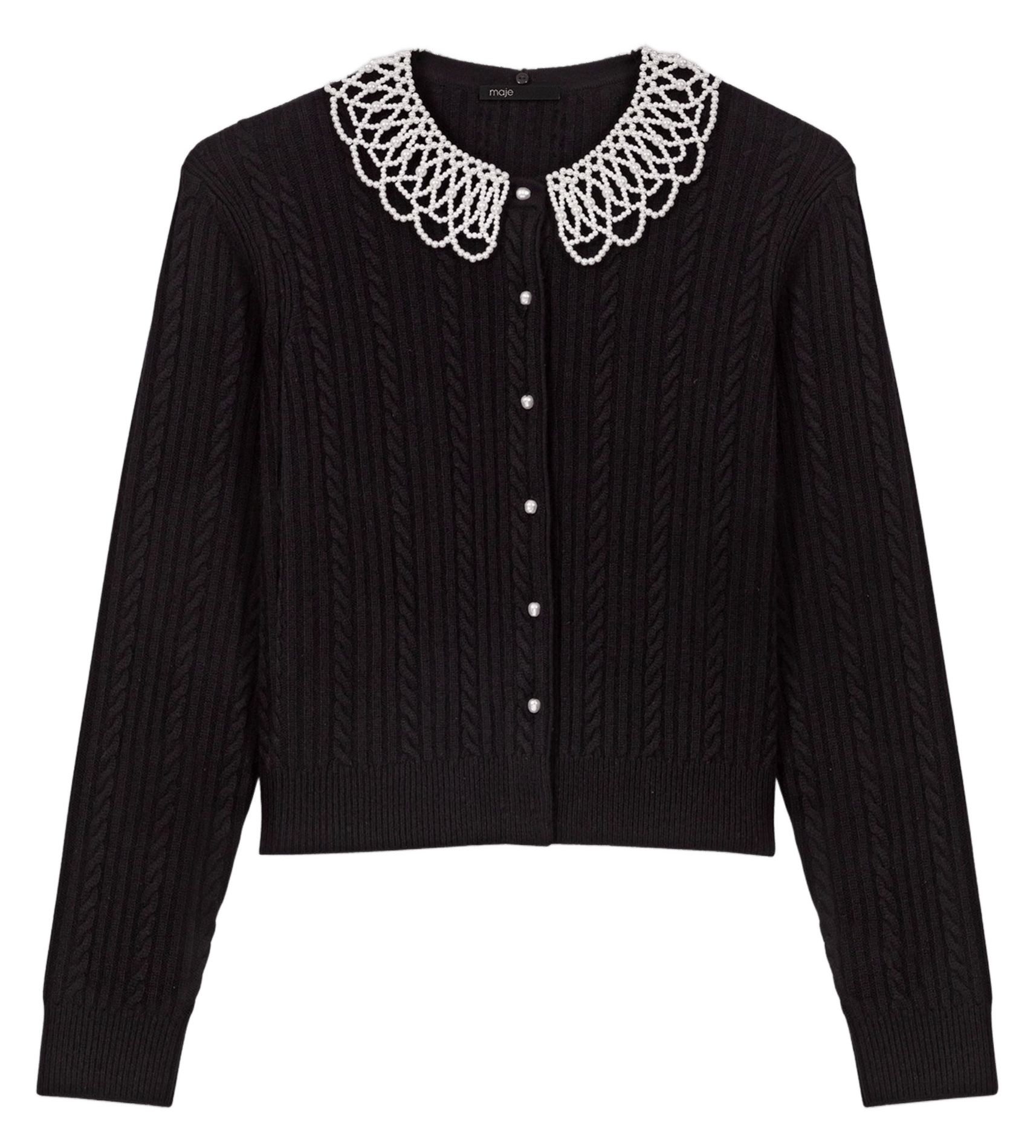 Gilet col rond en laine mélangée Noir