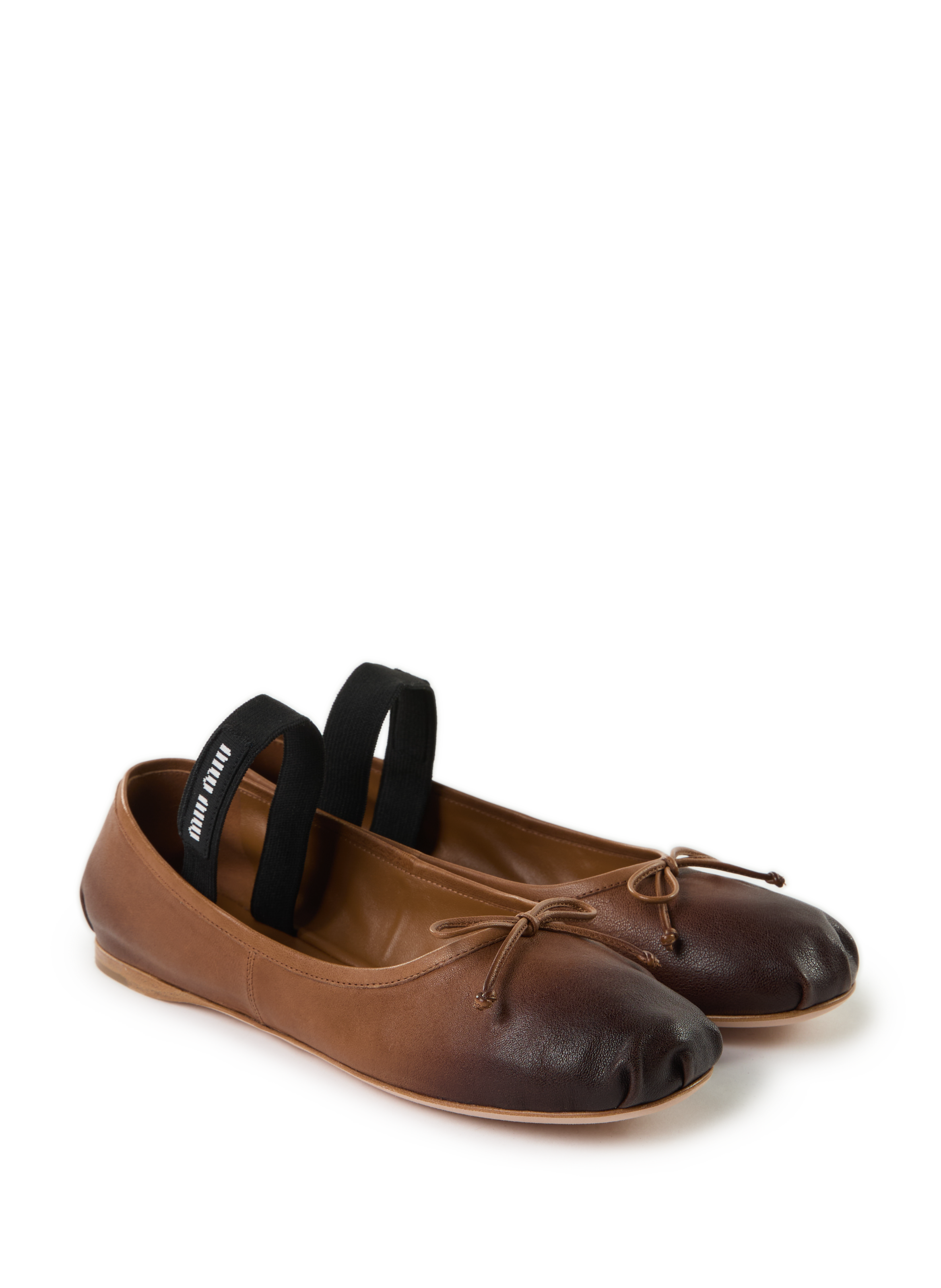 Ballerines en cuir MIU MIU Marron
