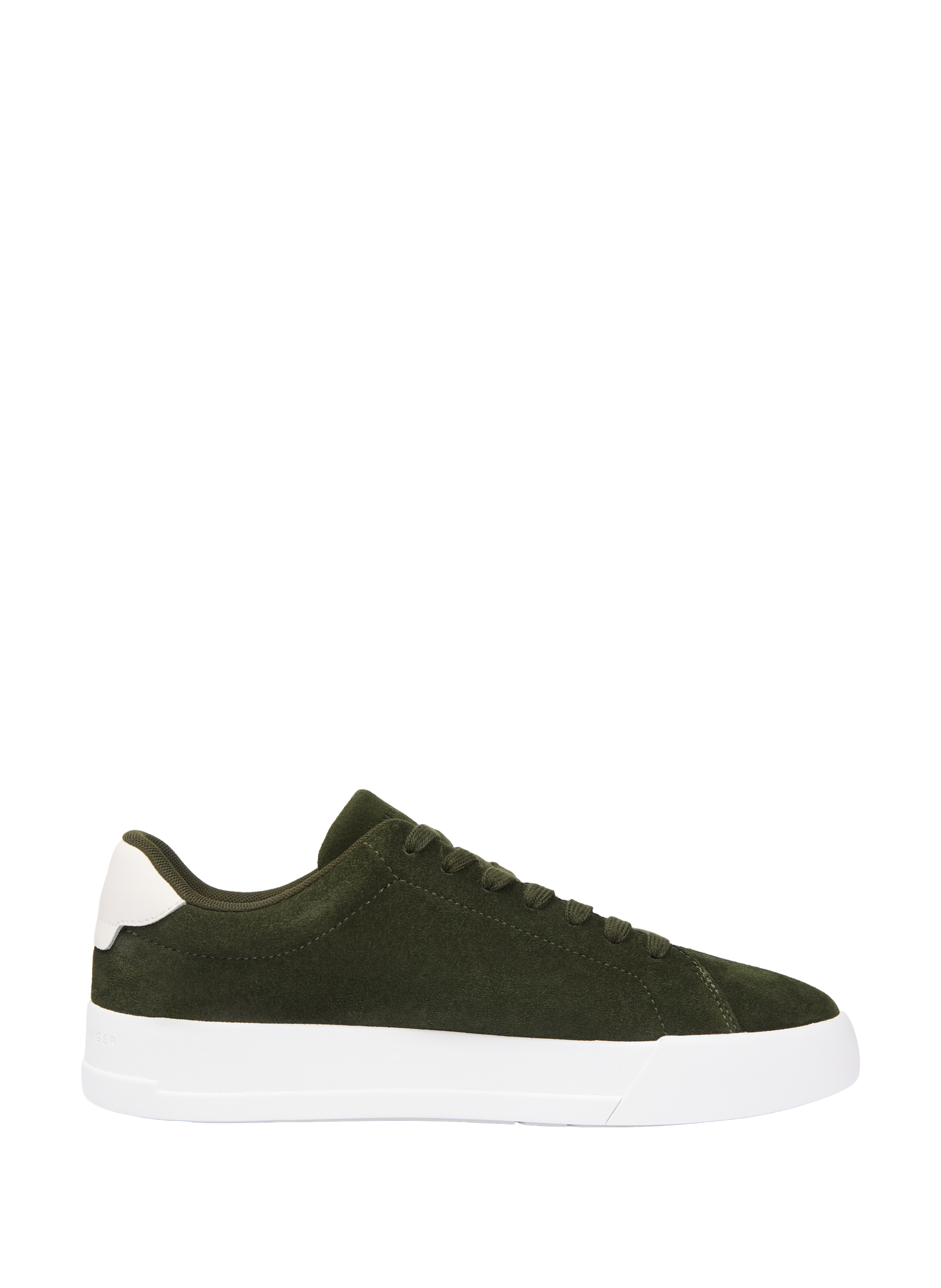 Low-top lace-up suede leather sneakers TOMMY HILFIGER Khaki