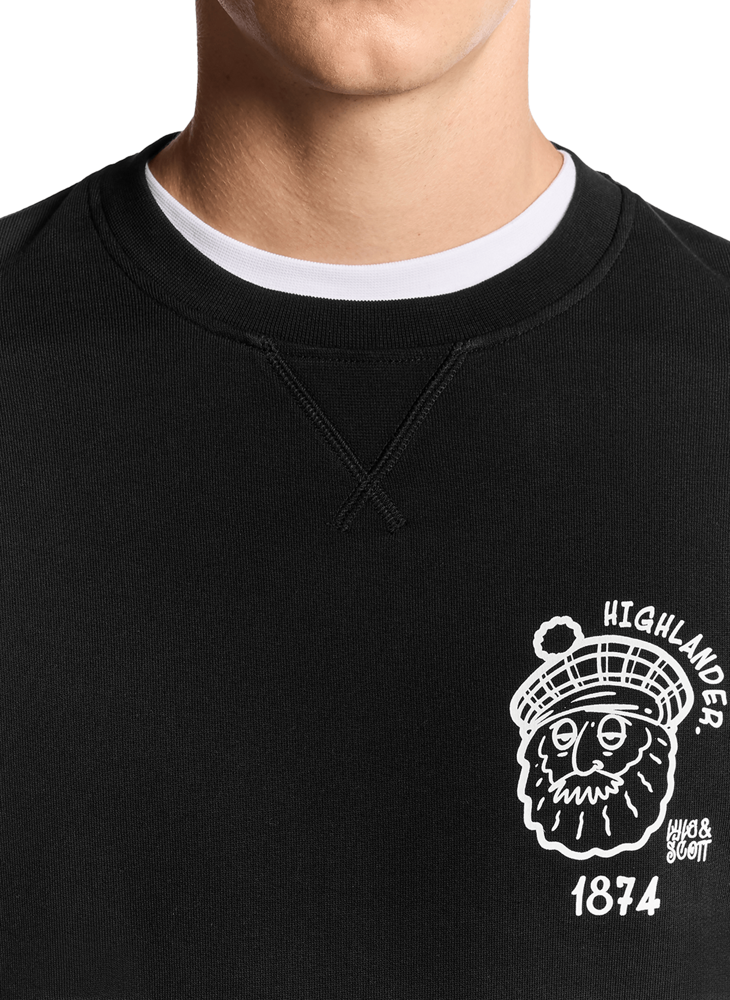 Sweat imprimé à col rond en coton LYLE & SCOTT Noir