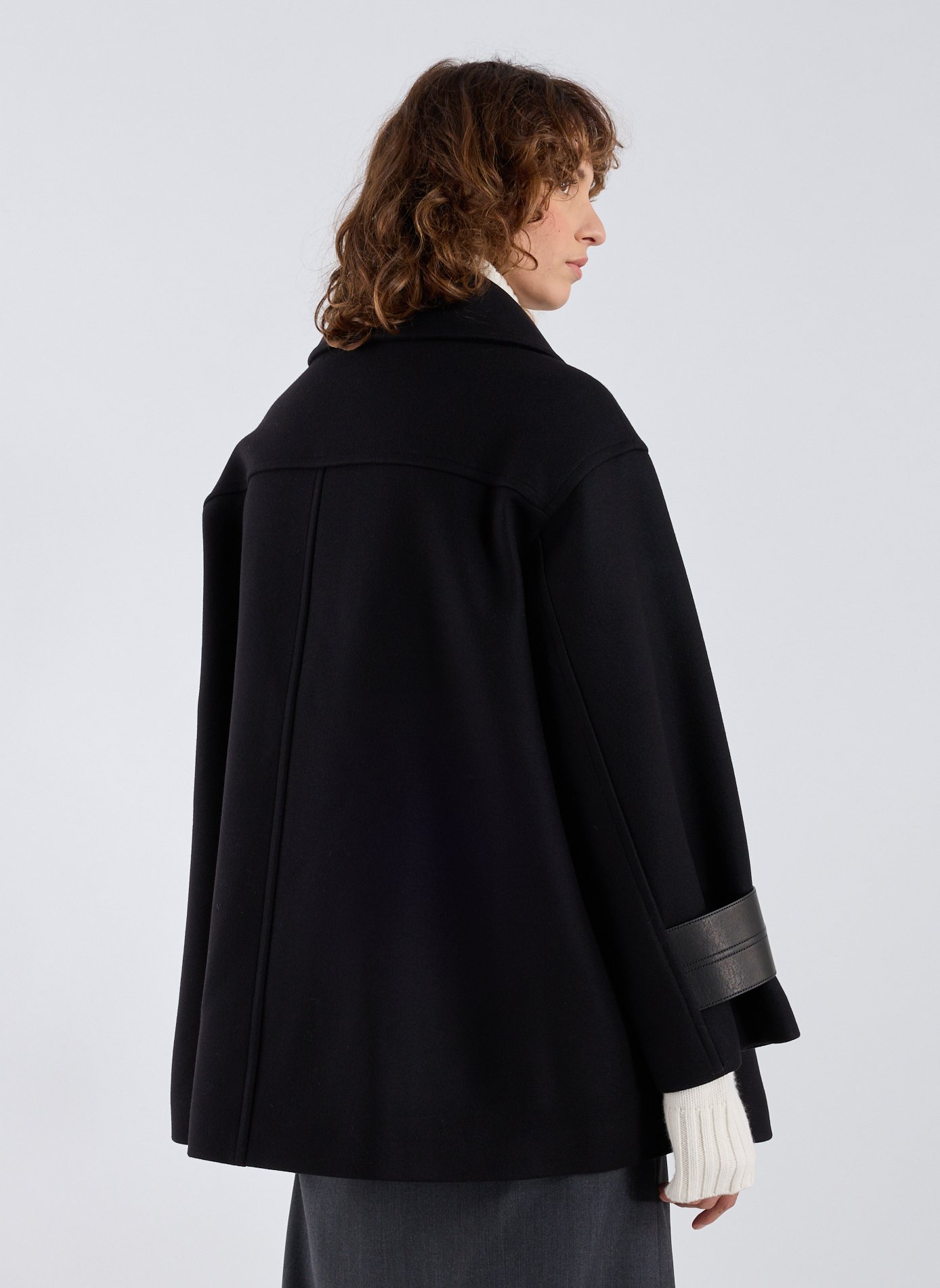 Oversized wool and cashmere coat R2W Black