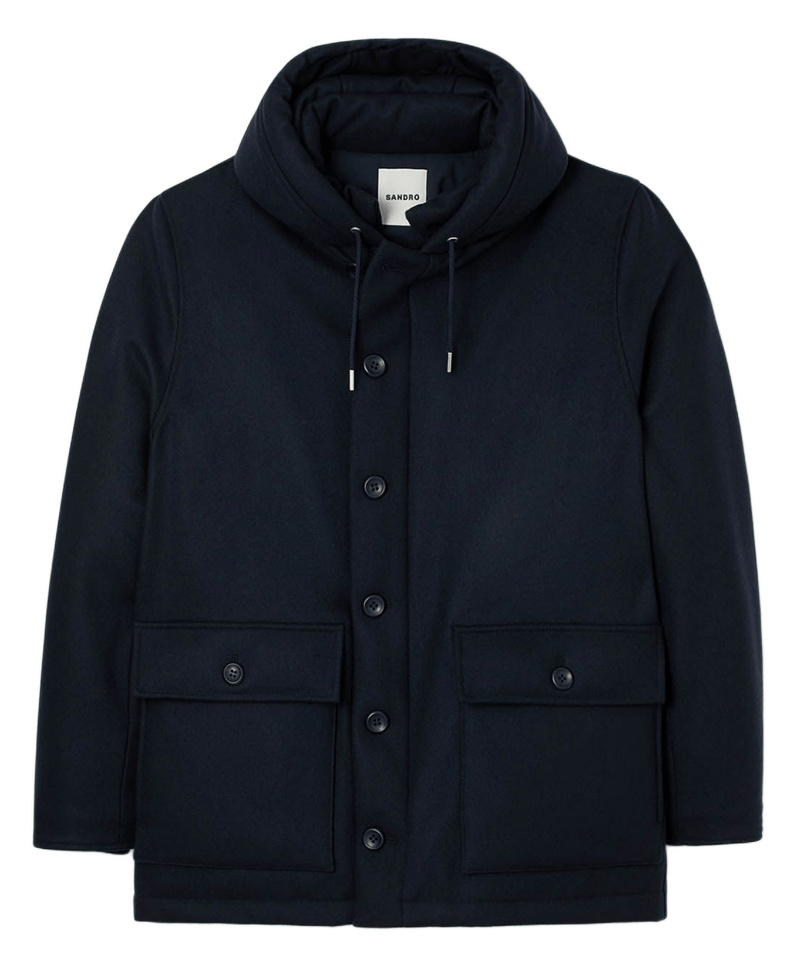 Parka droite boutonnée à capuche SANDRO Bleu