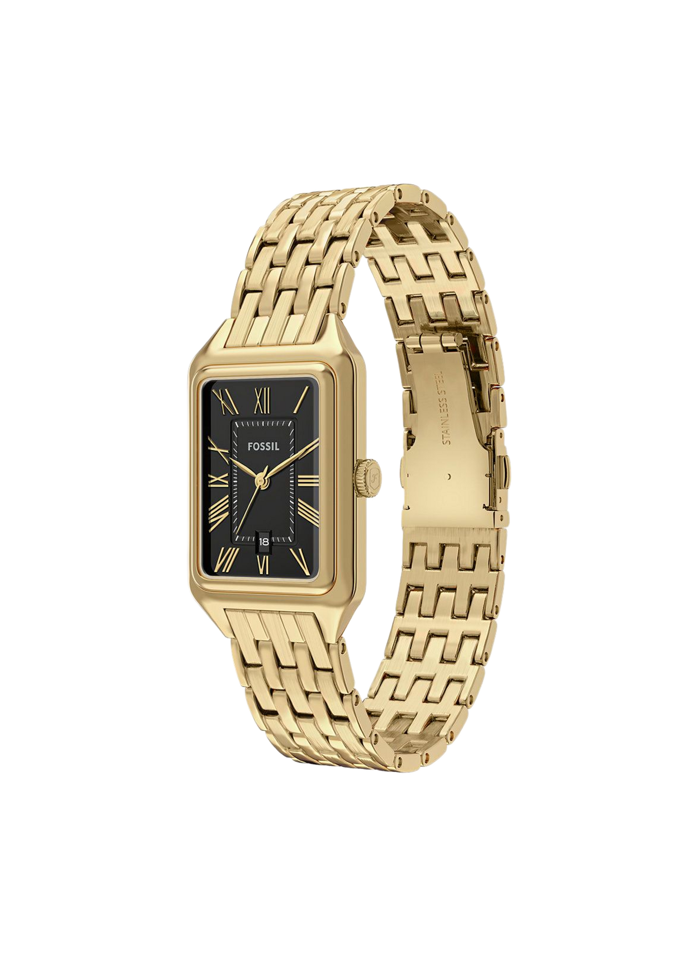 Montre rectangulaire en acier  FOSSIL Noir