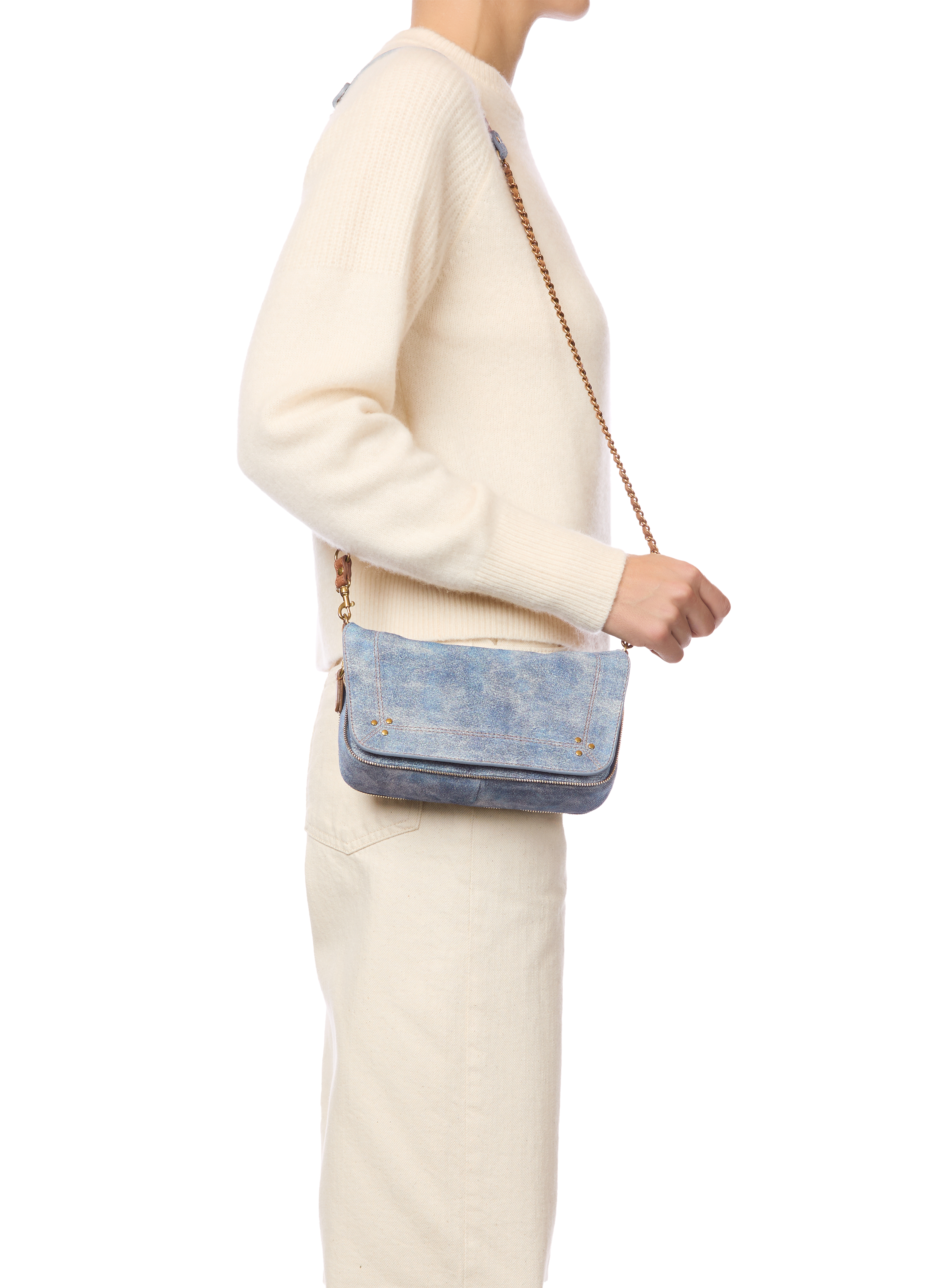 Crossbody bag Bobi S in calf and goat leather JÉRÔME DREYFUSS Blue