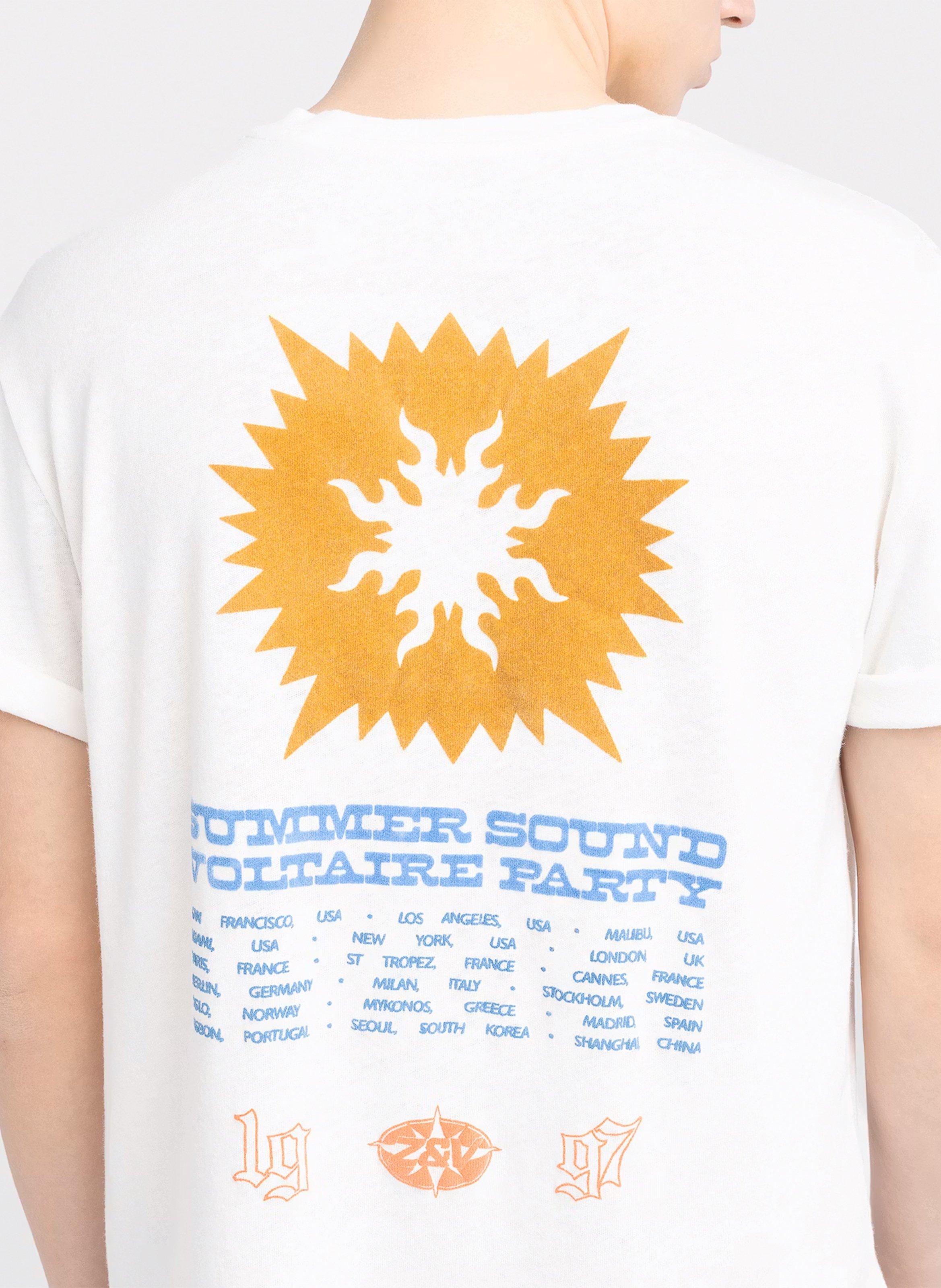 Tee-shirt droit col rond en coton et lin tommy ZADIG&VOLTAIRE Blanc