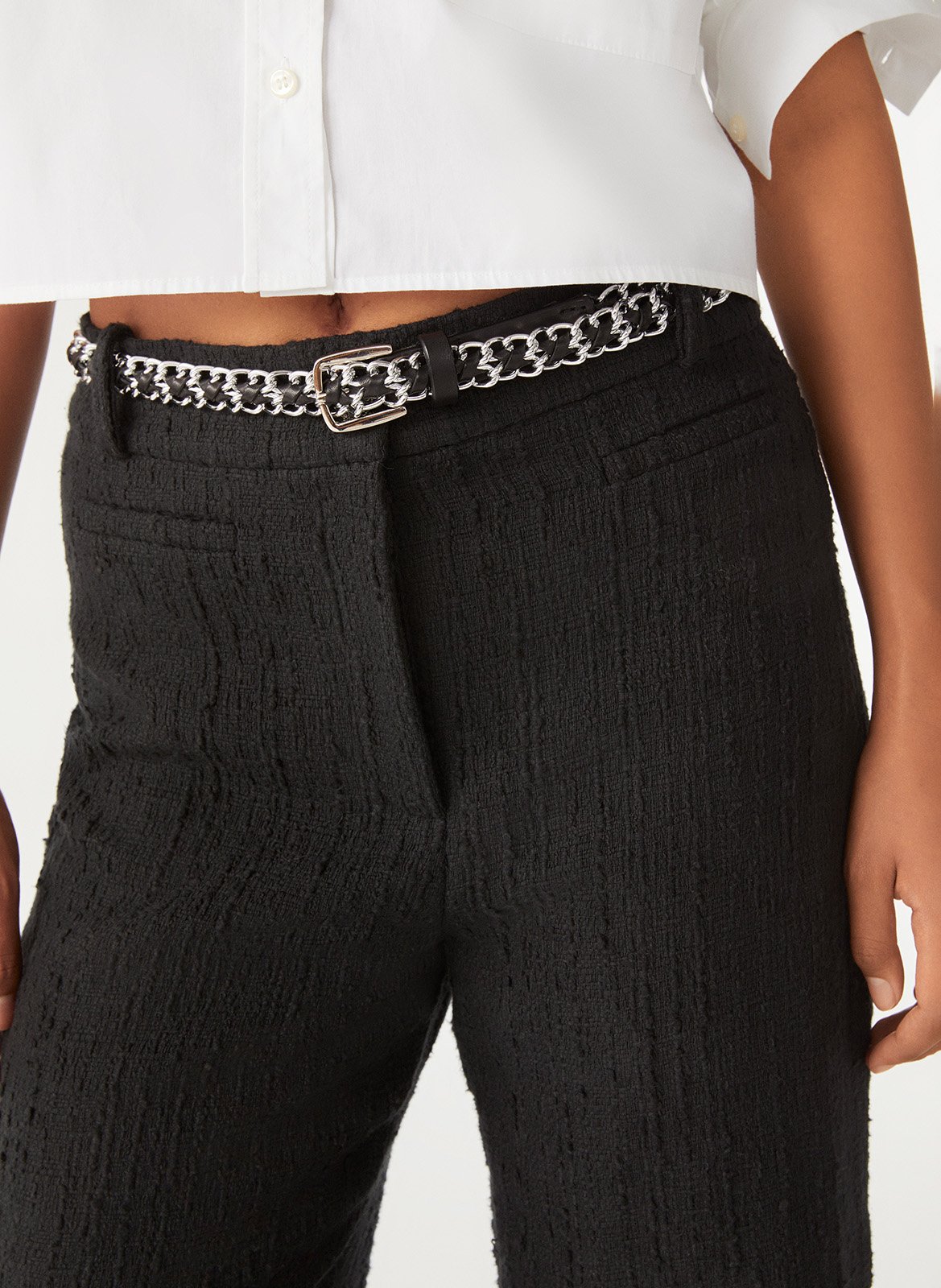 Ceinture en chaine et cuir brooke BA&SH Argent