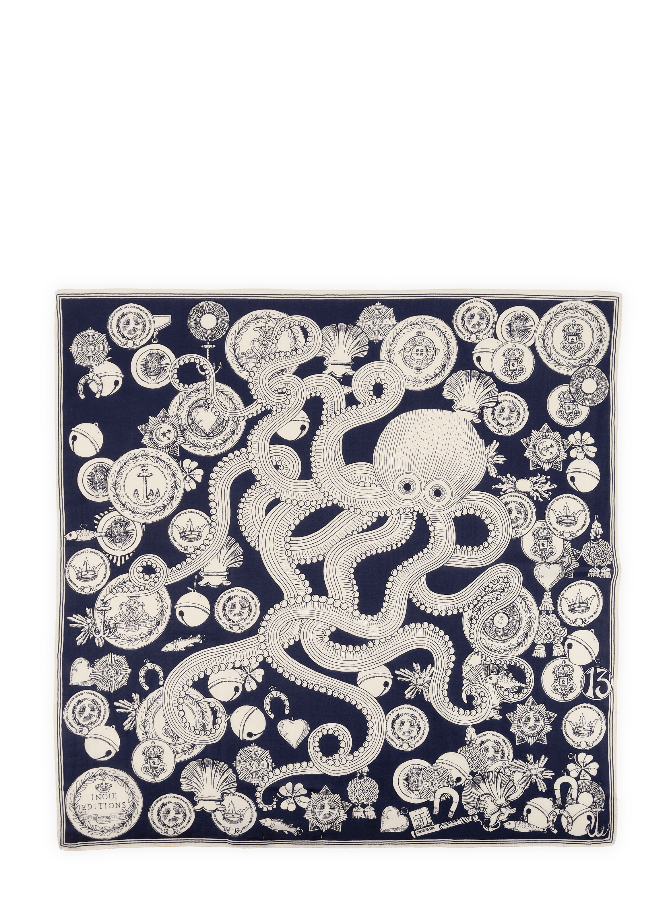 Foulard imprimé en coton et soie INOUITOOSH Blue