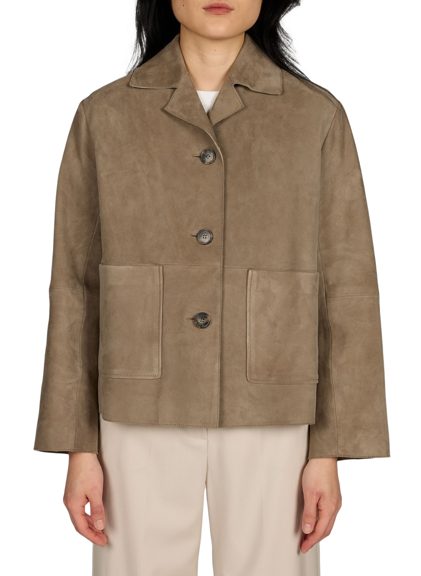 Straight suede leather jacket MAX MARA WEEK END Khaki