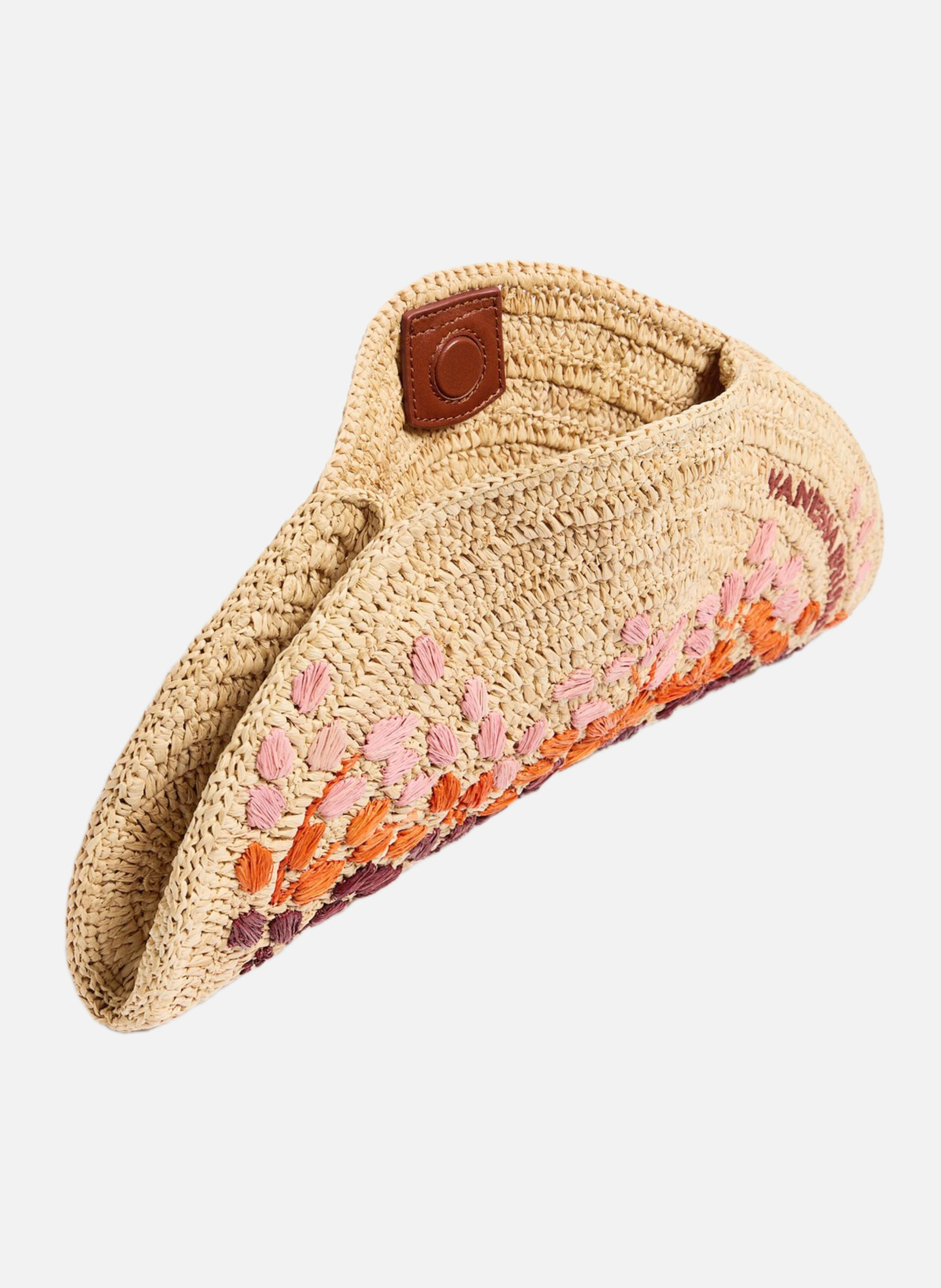 Sac clutch en raphia brodé VANESSA BRUNO Multicolore