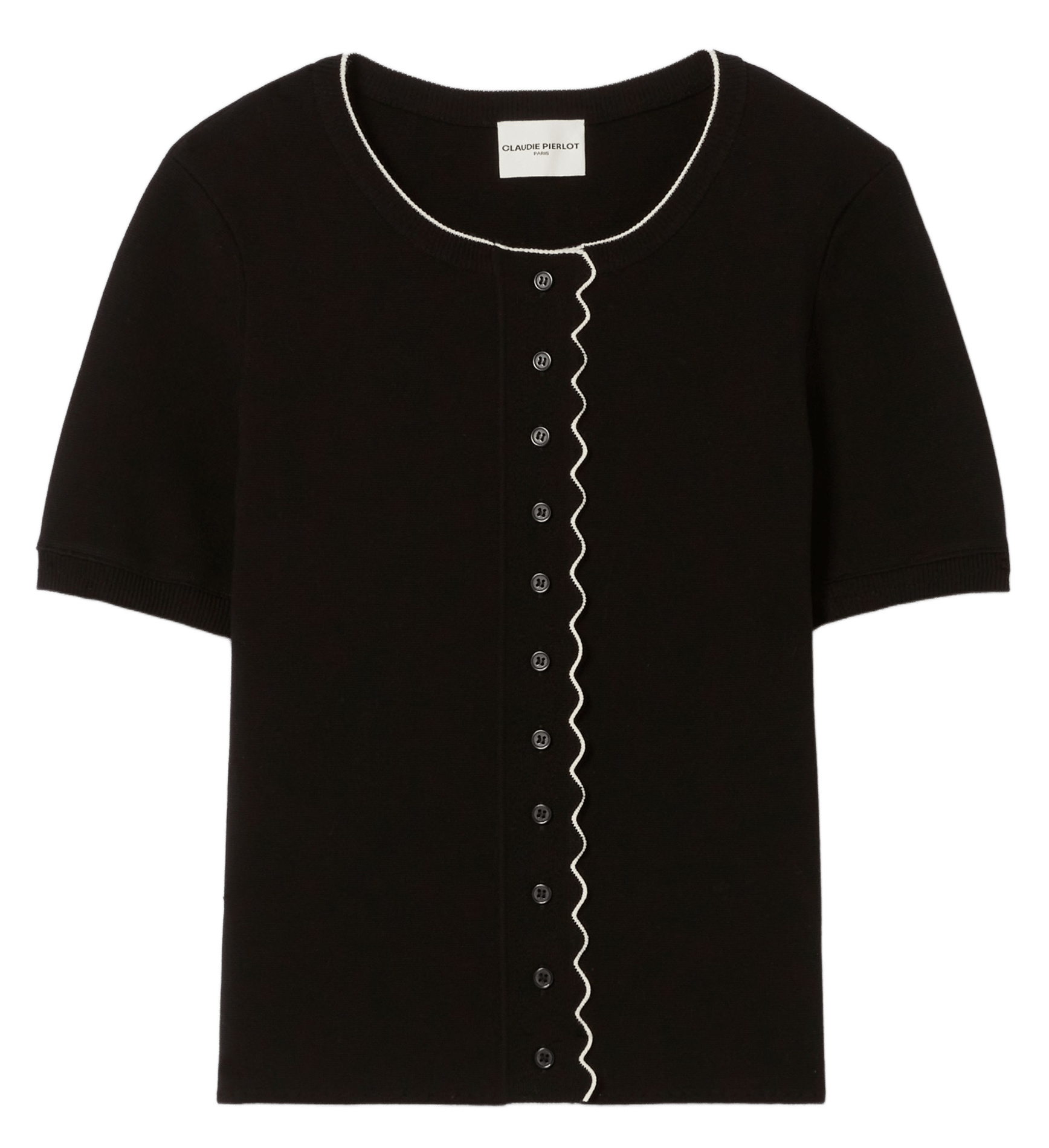 Gilet droit col rond en maille CLAUDIE PIERLOT Noir