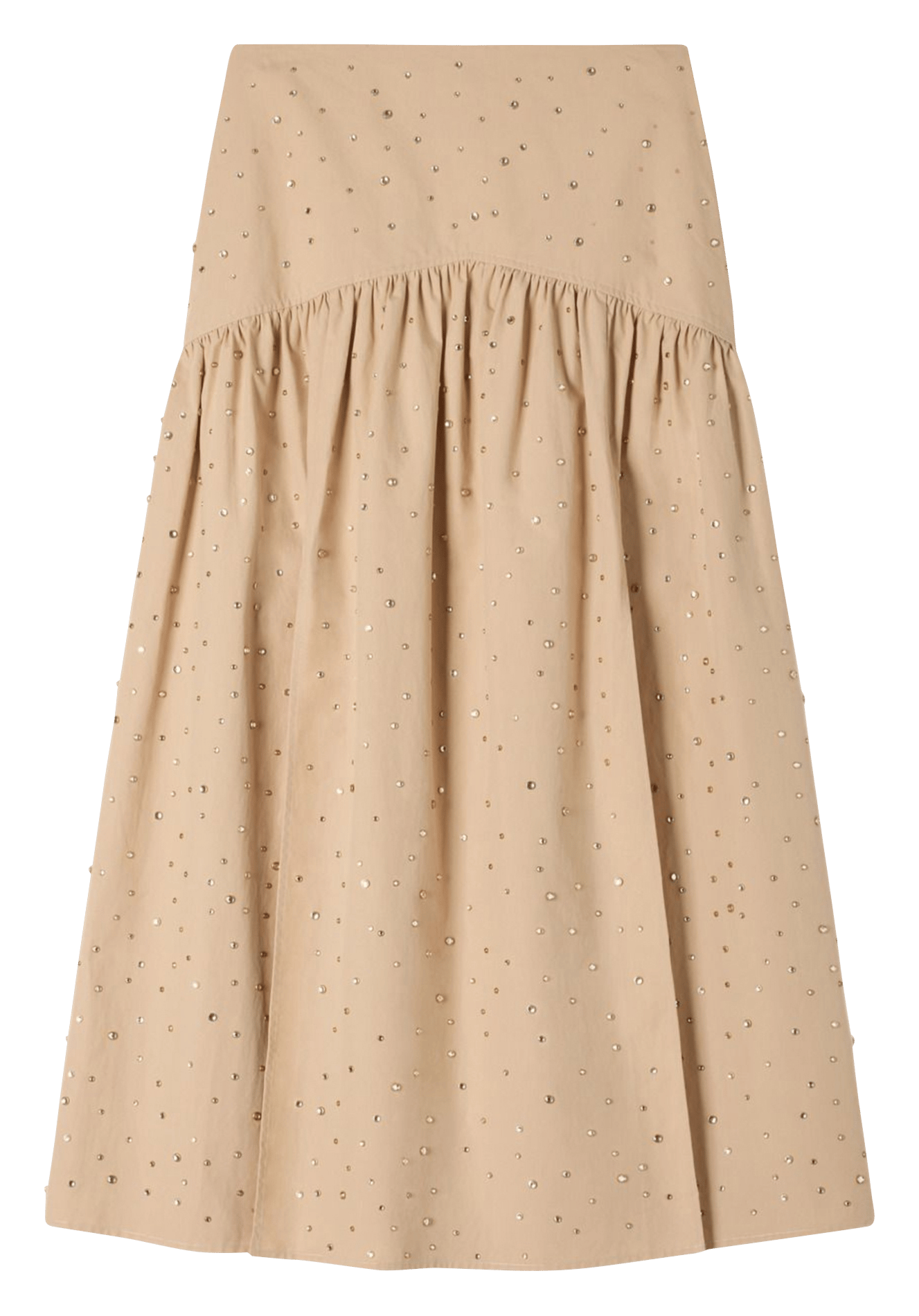 Jupe longue évasée à strass SANDRO Beige