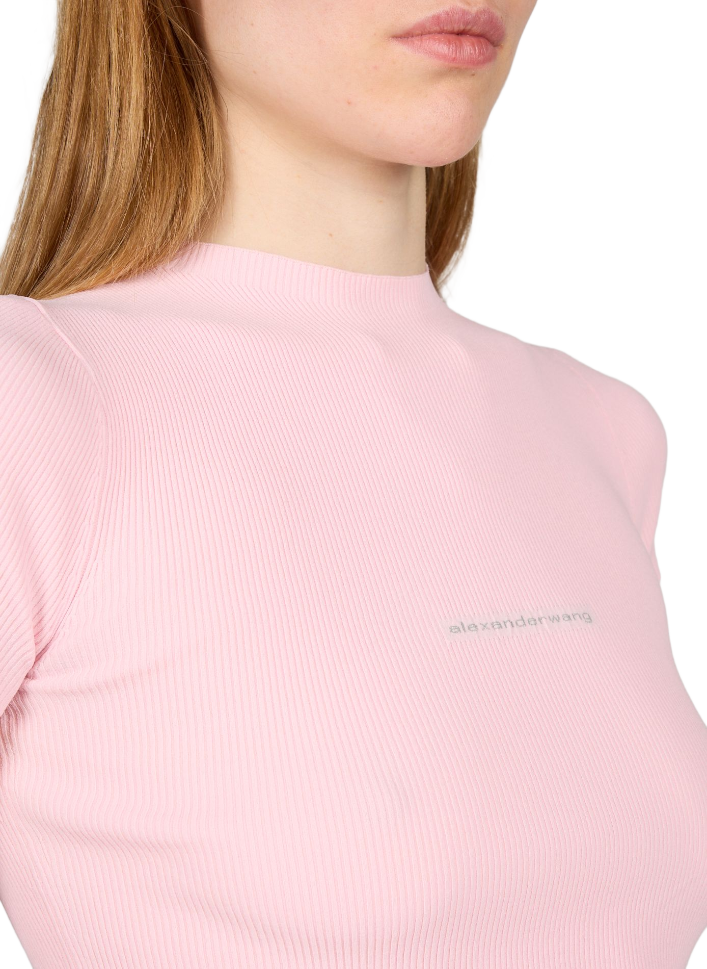 Top côtelé à col rond ALEXANDER WANG Rose