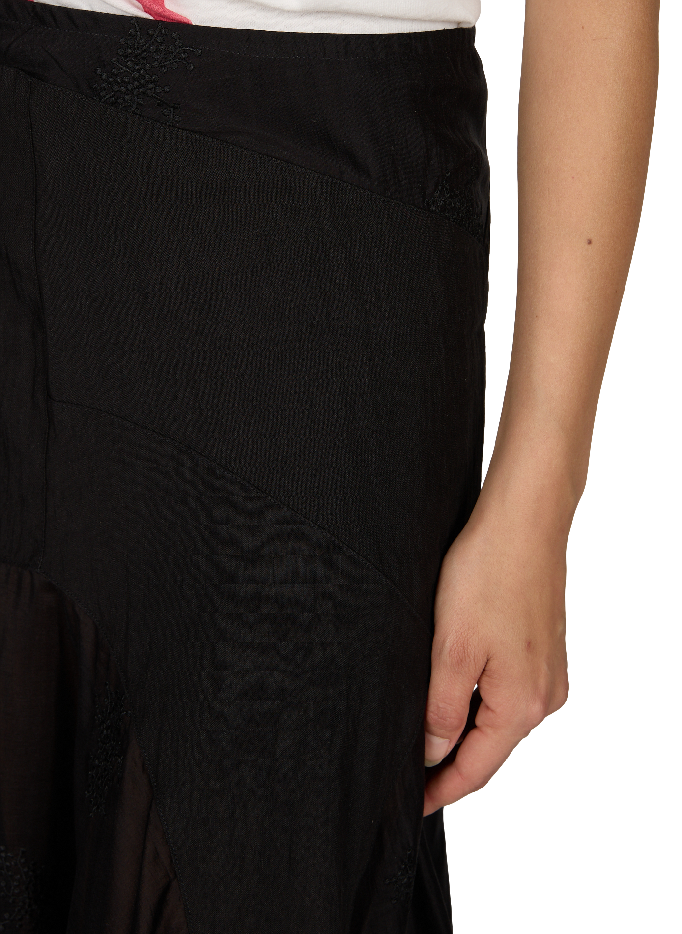 Midi skirt with transparent panels and embroideries OUR LEGACY Black