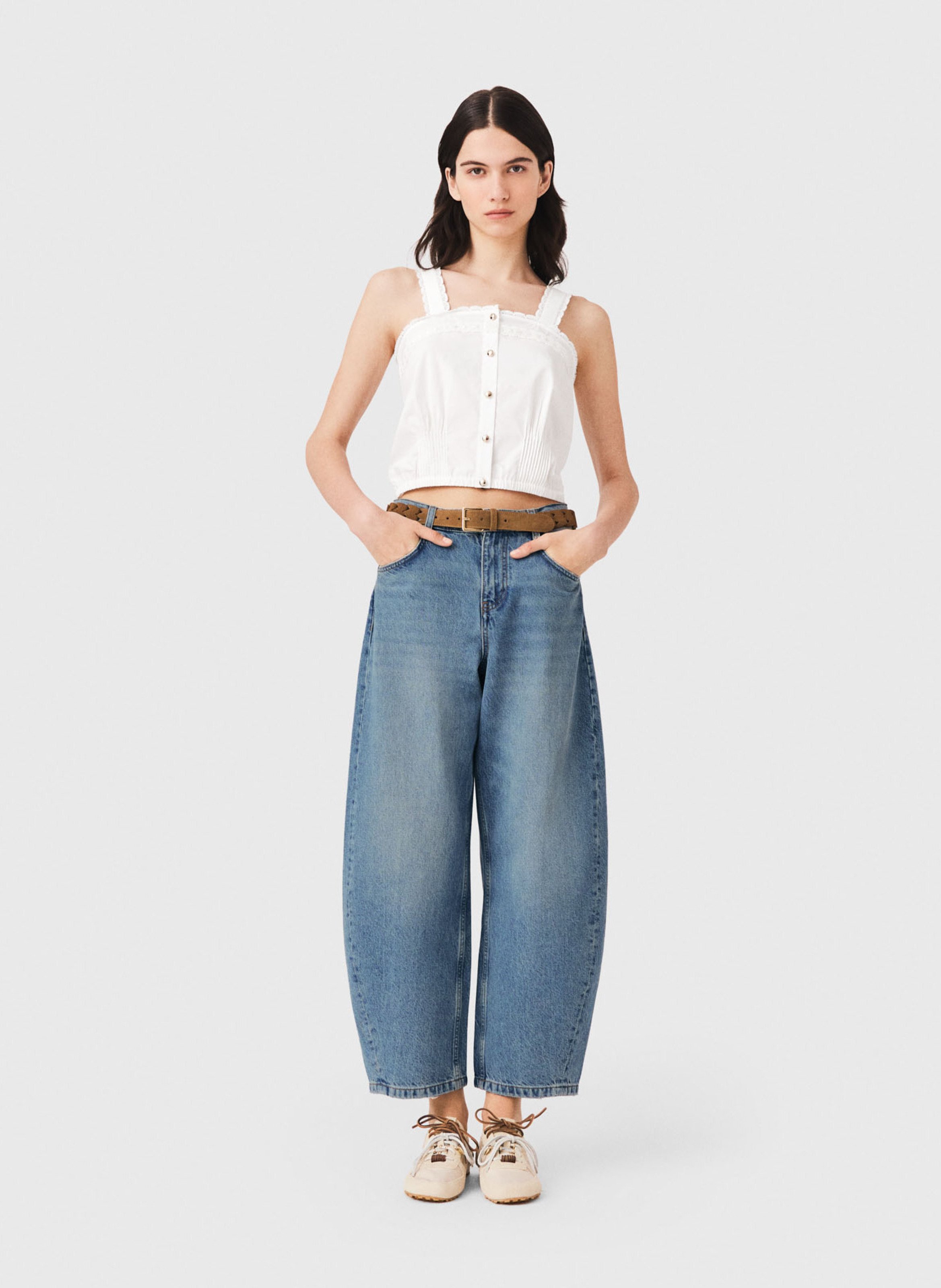 Top droit en coton MAJE Blanc