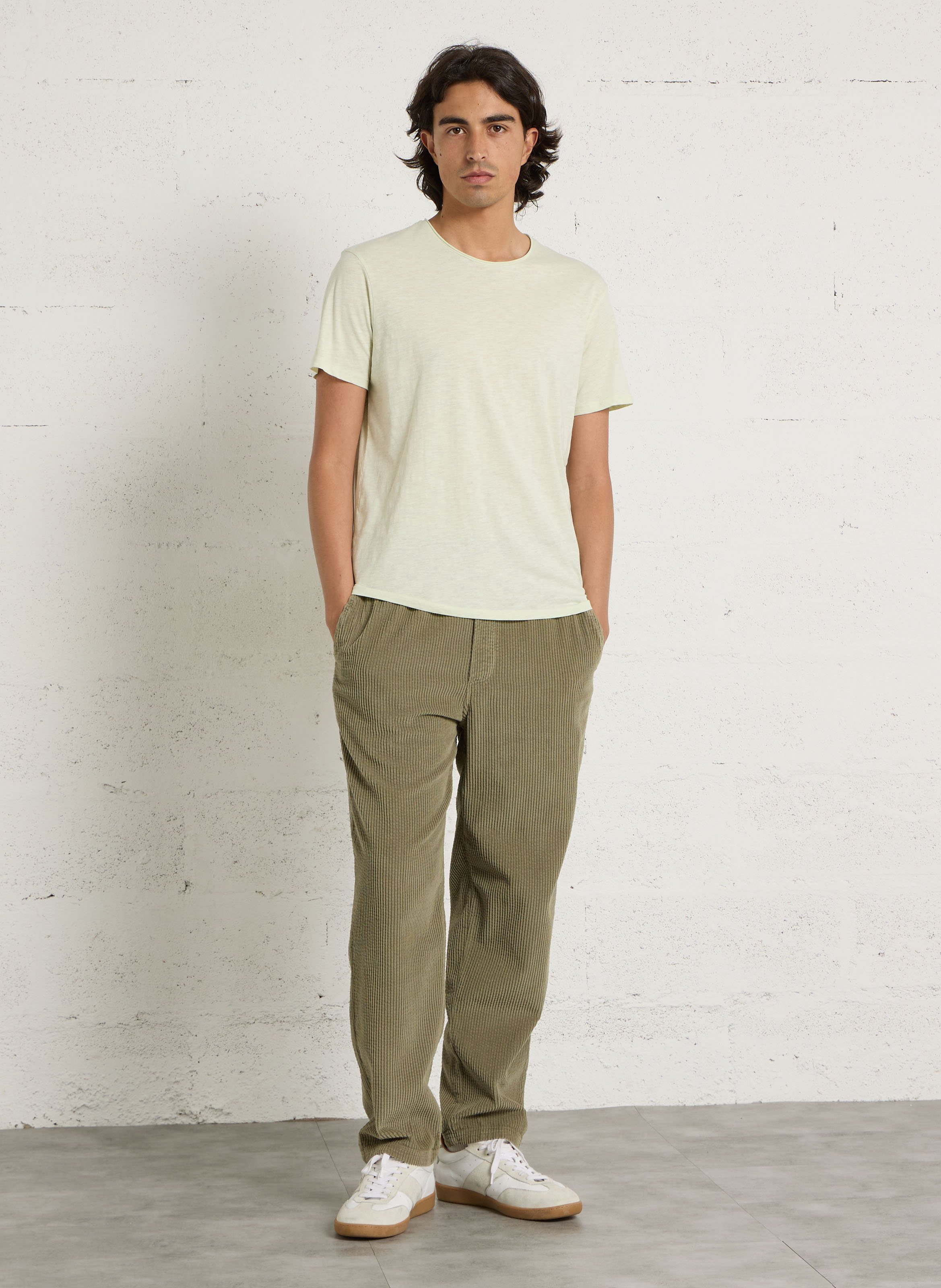 Pantalon côtelé en coton padow AMERICAN VINTAGE Vert