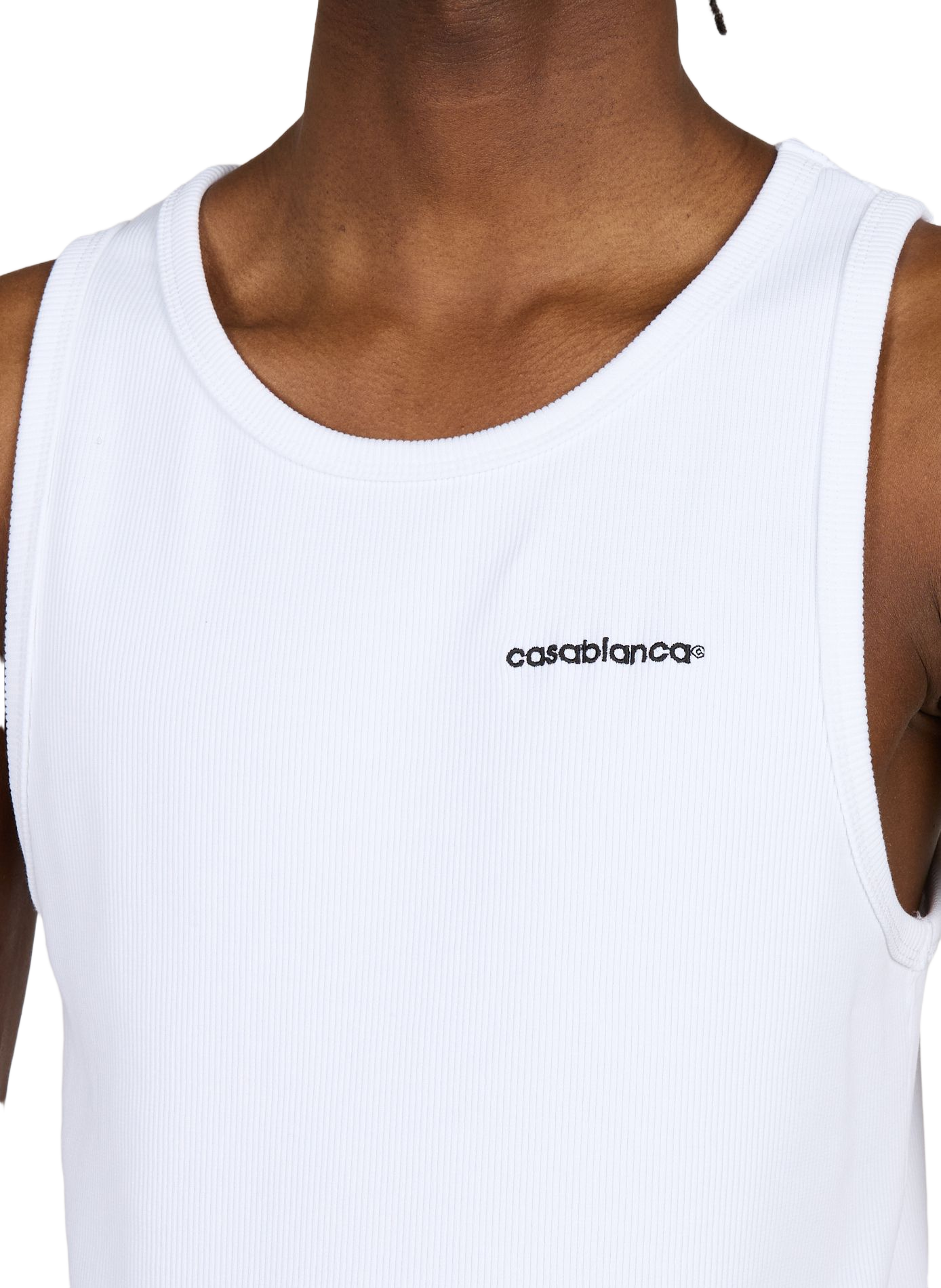 Tanktop met geborduurd logo van gemengd katoen CASABLANCA PARIS Wit