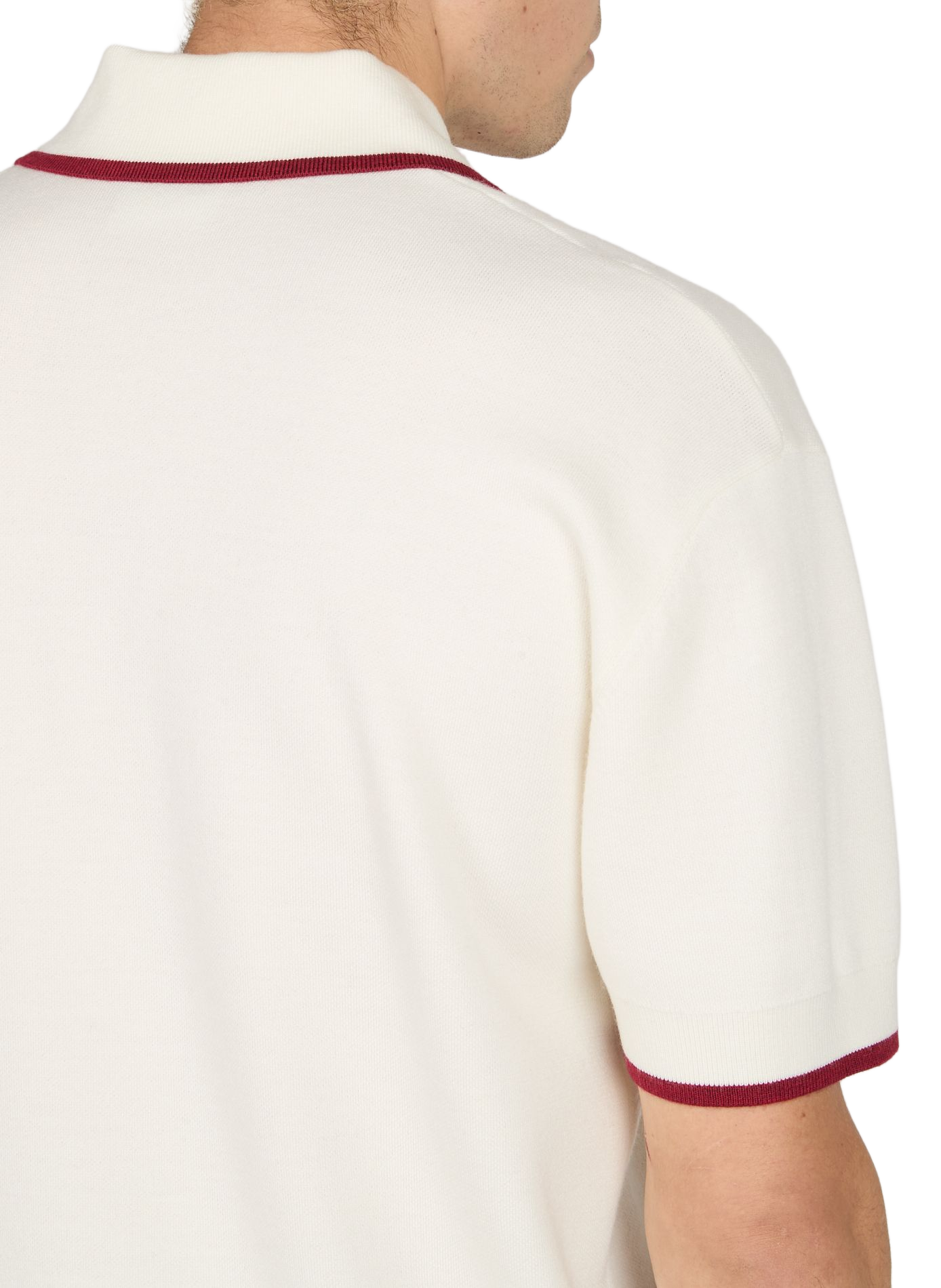 Polo with contrasting edges and embroidered logo in merino wool DROLE DE MONSIEUR White
