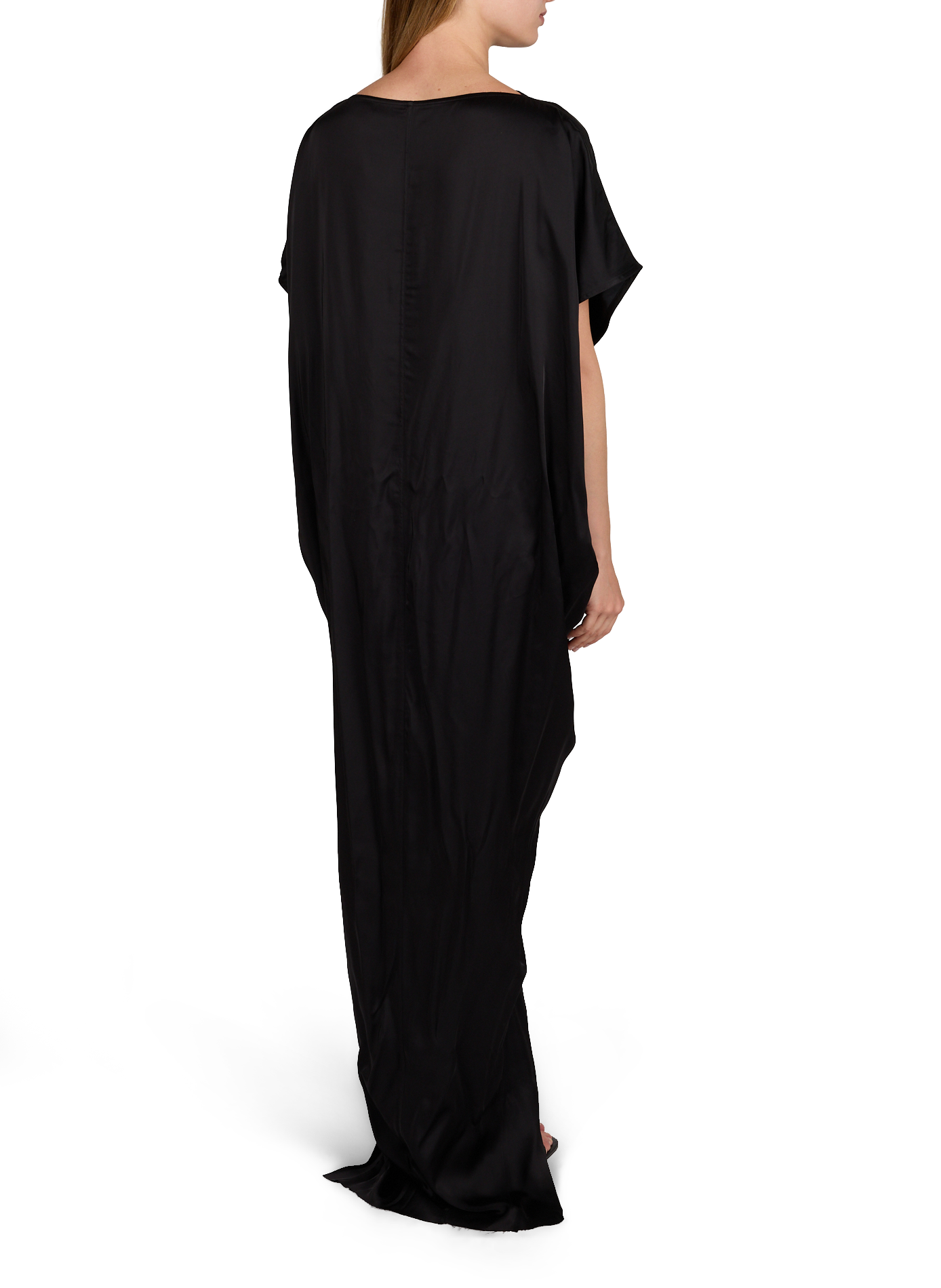 Maxi Satin Kleid mit kurzen Puffärmeln RICK OWENS Schwarz