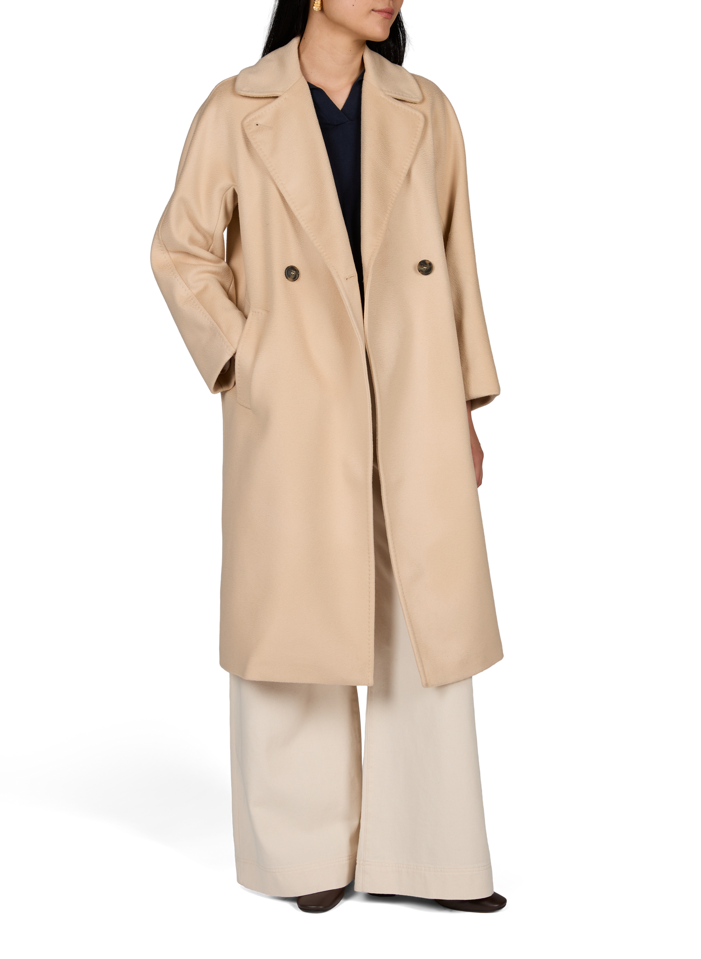Gerader Mantel aus reiner Schurwolle MAX MARA WEEK END Beige