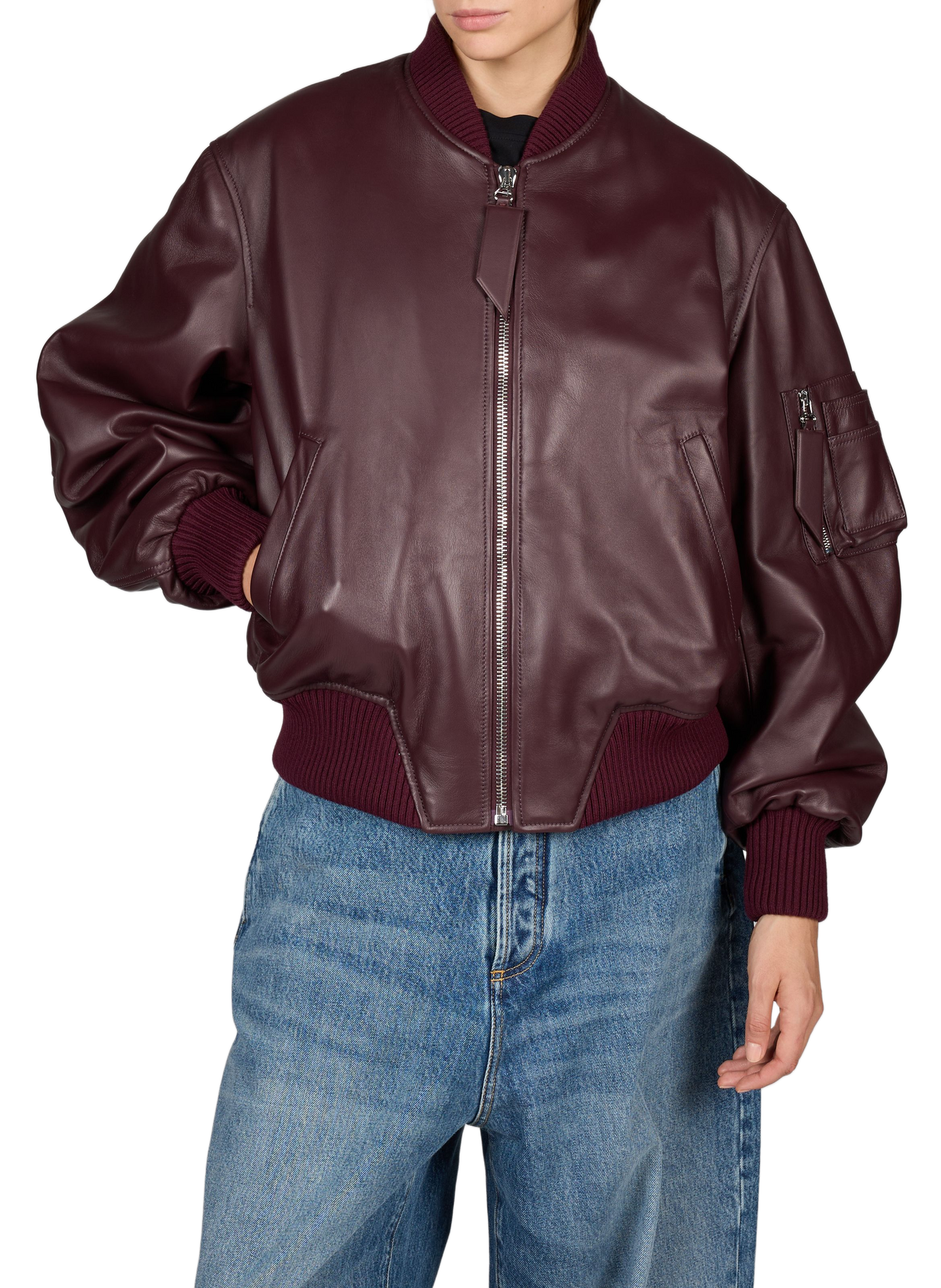 Veste oversize en cuir  THE ATTICO Rouge