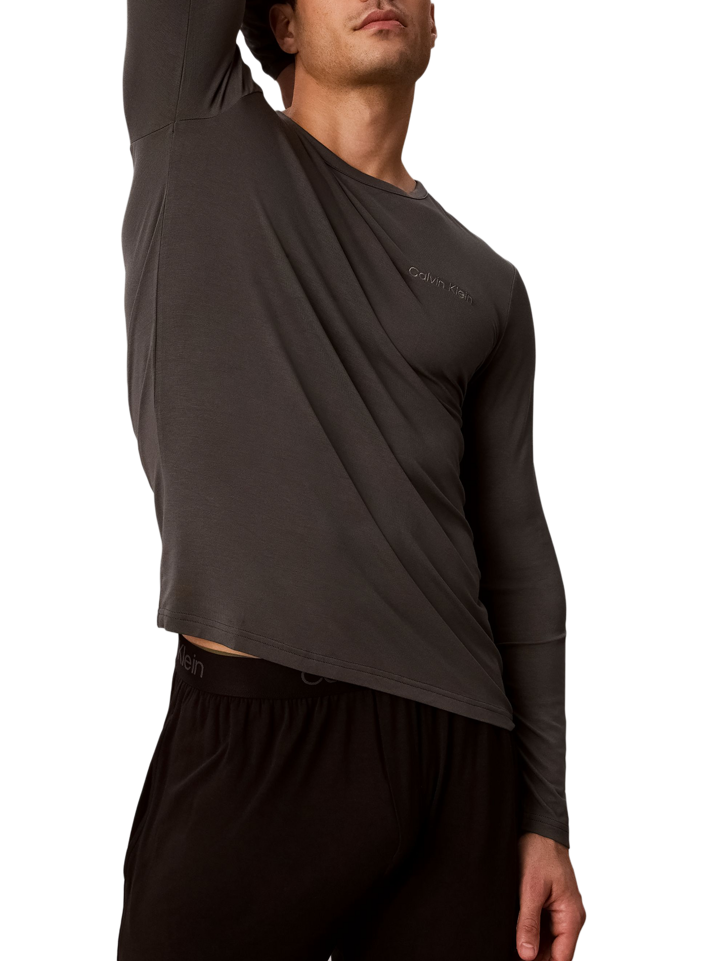 Sweat droit en coton mélangé CALVIN KLEIN Gris