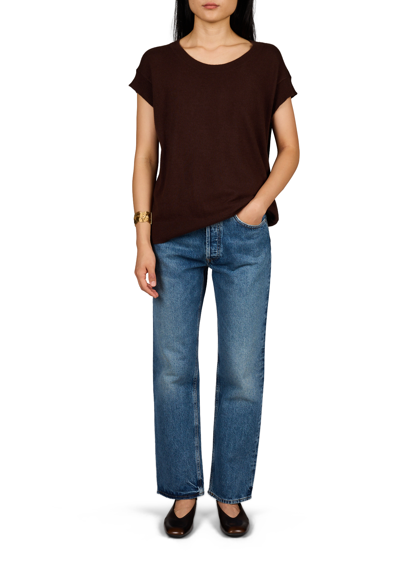 Gerade Jeans Lana aus Baumwolle AGOLDE Blau