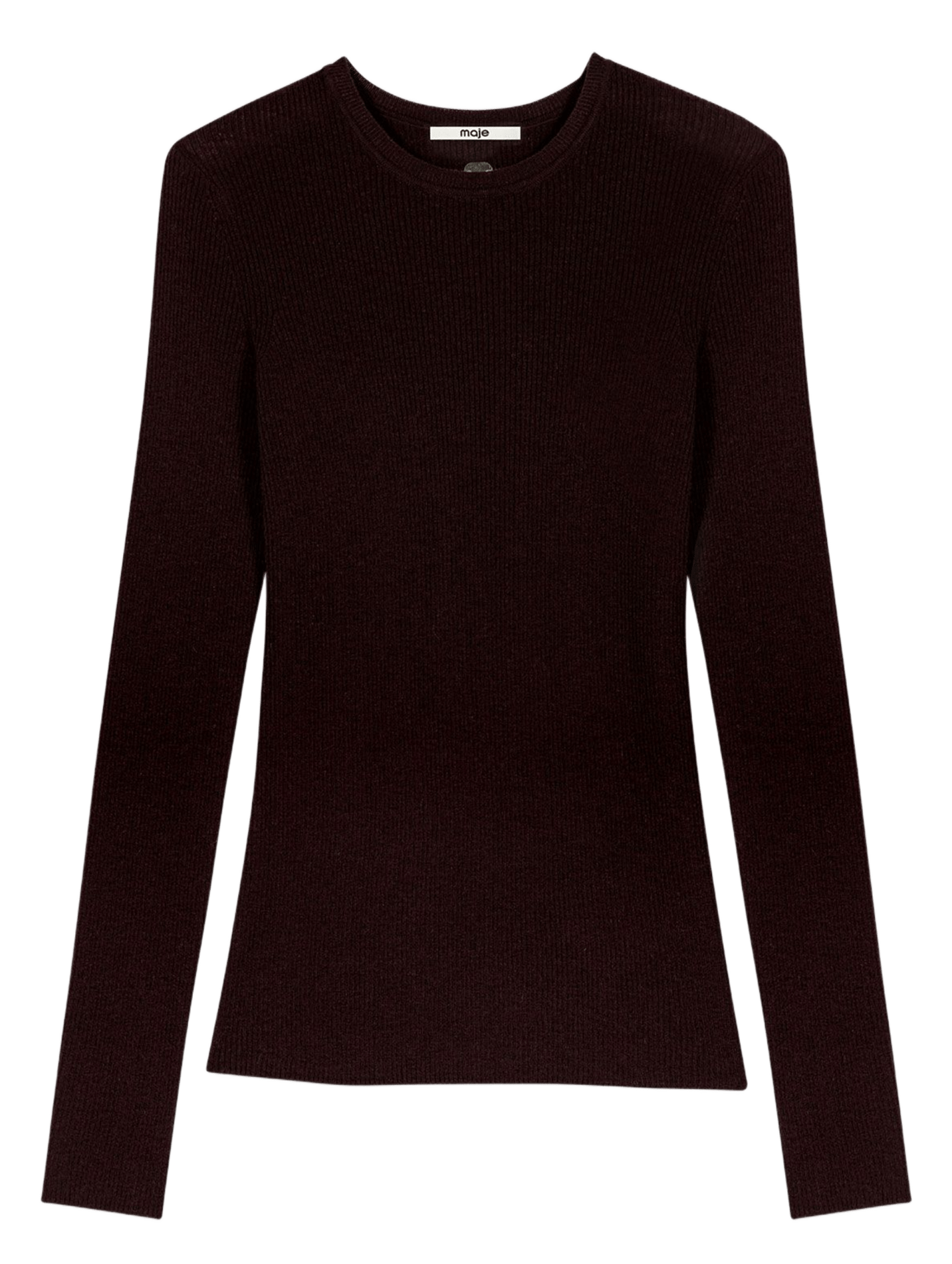 Pull moulant en laine et soie MAJE Marron