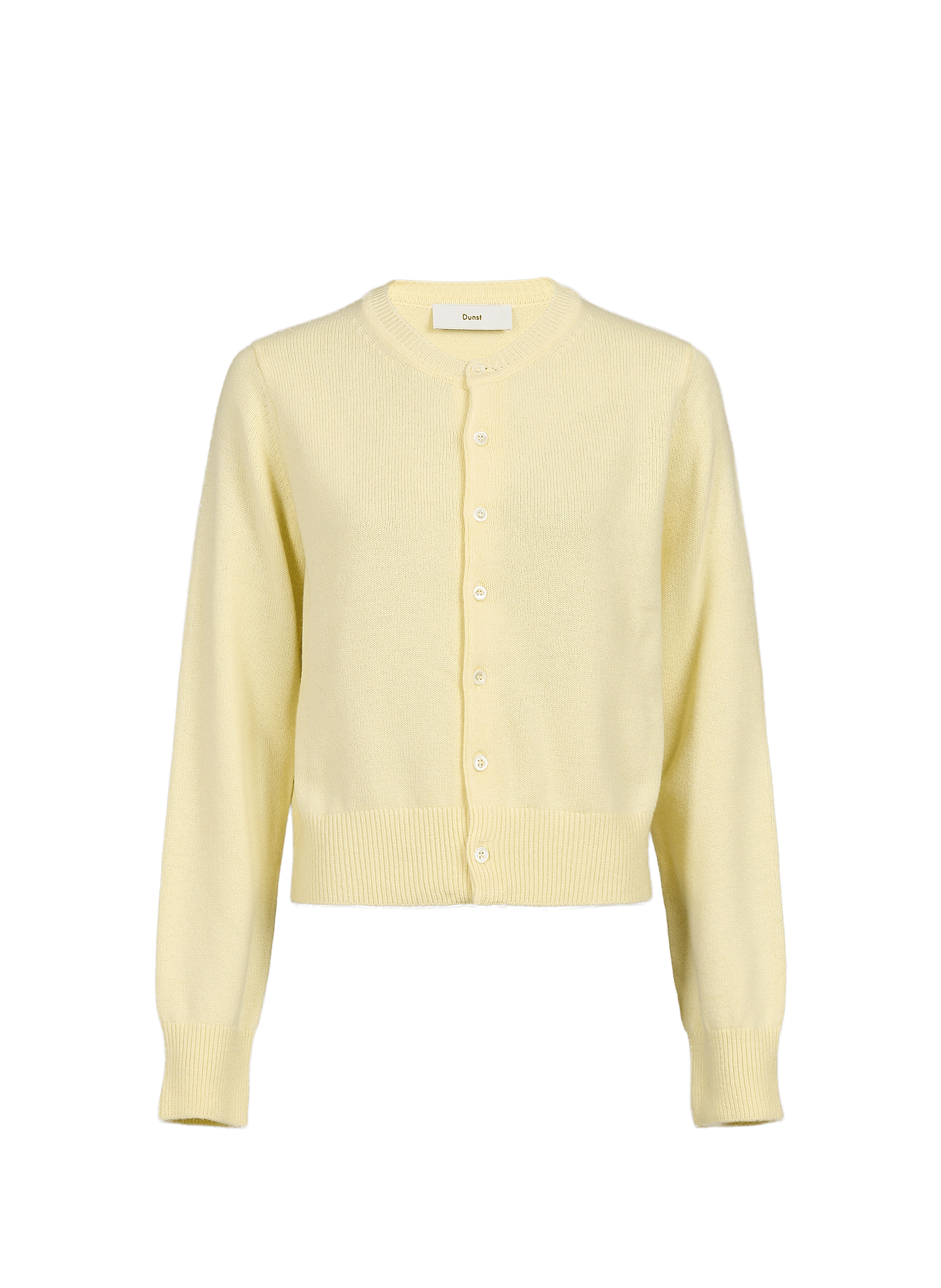 Rechte cardigan met ronde hals en knoopsluiting. DUNST Geel