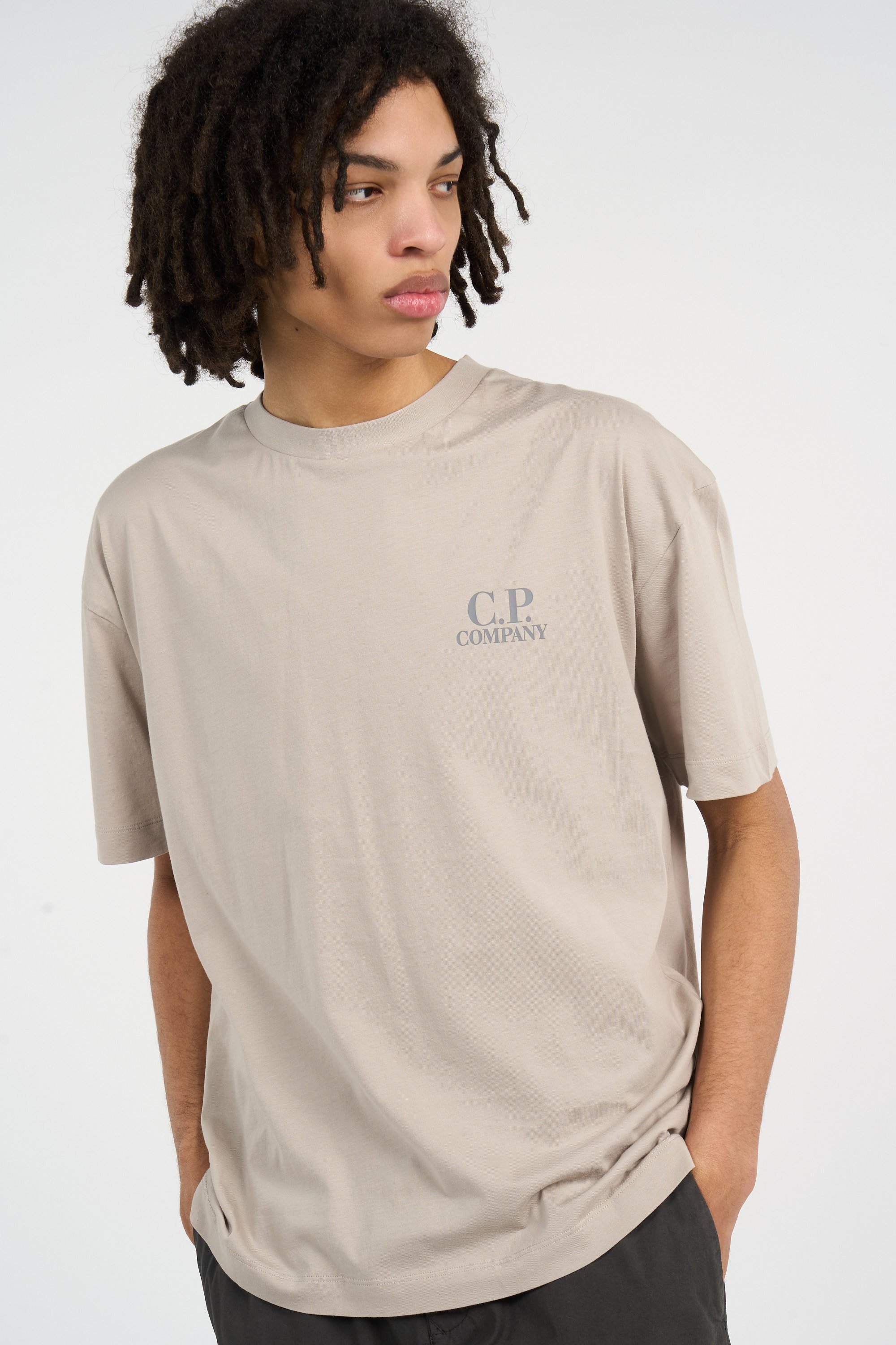 T-shirt 30/1 jersey short sleeve logo t-shirt CP COMPANY Beige