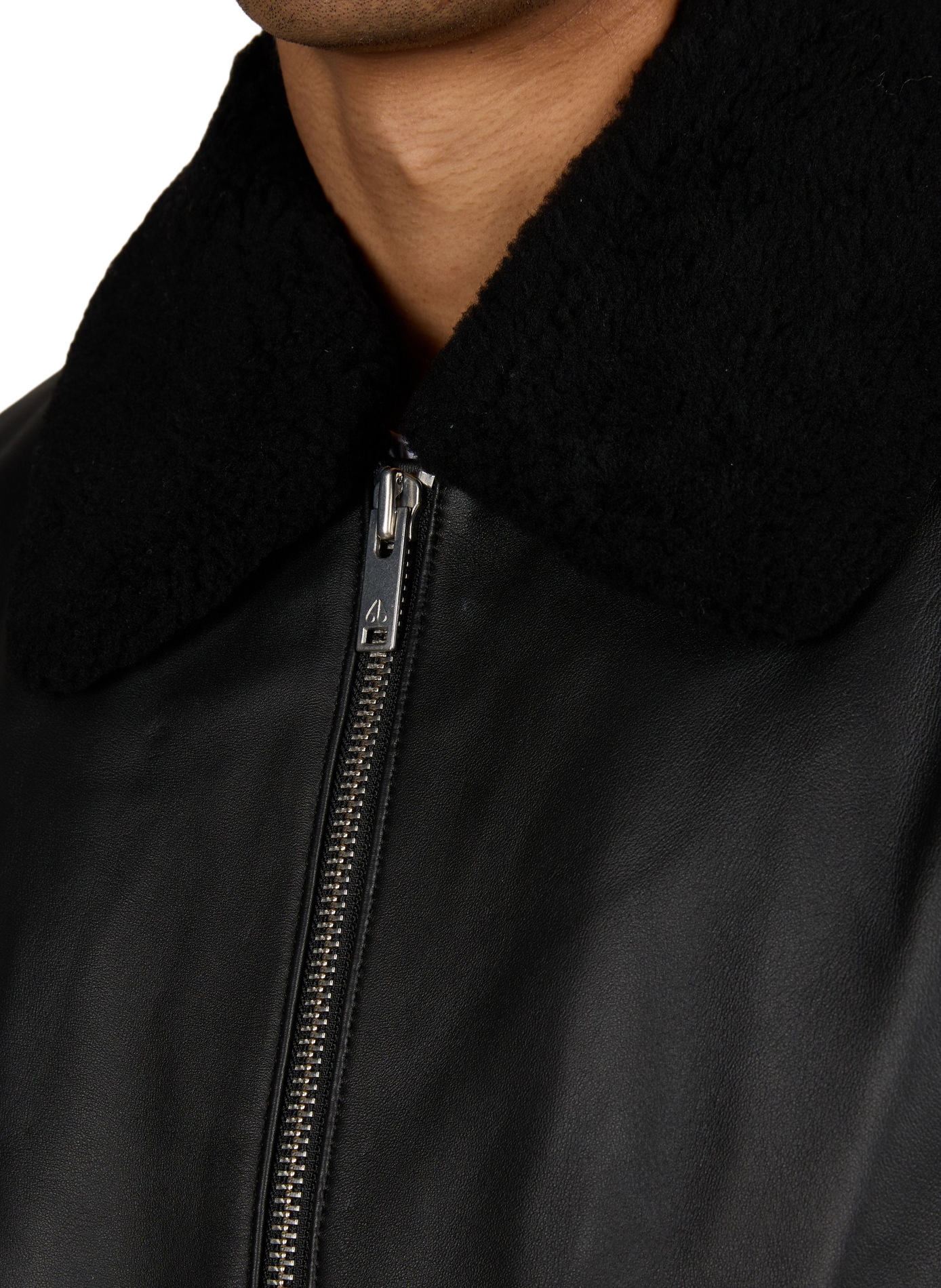 Lederjacke mit Sherpa-Kragen MOOSE KNUCKLES Schwarz