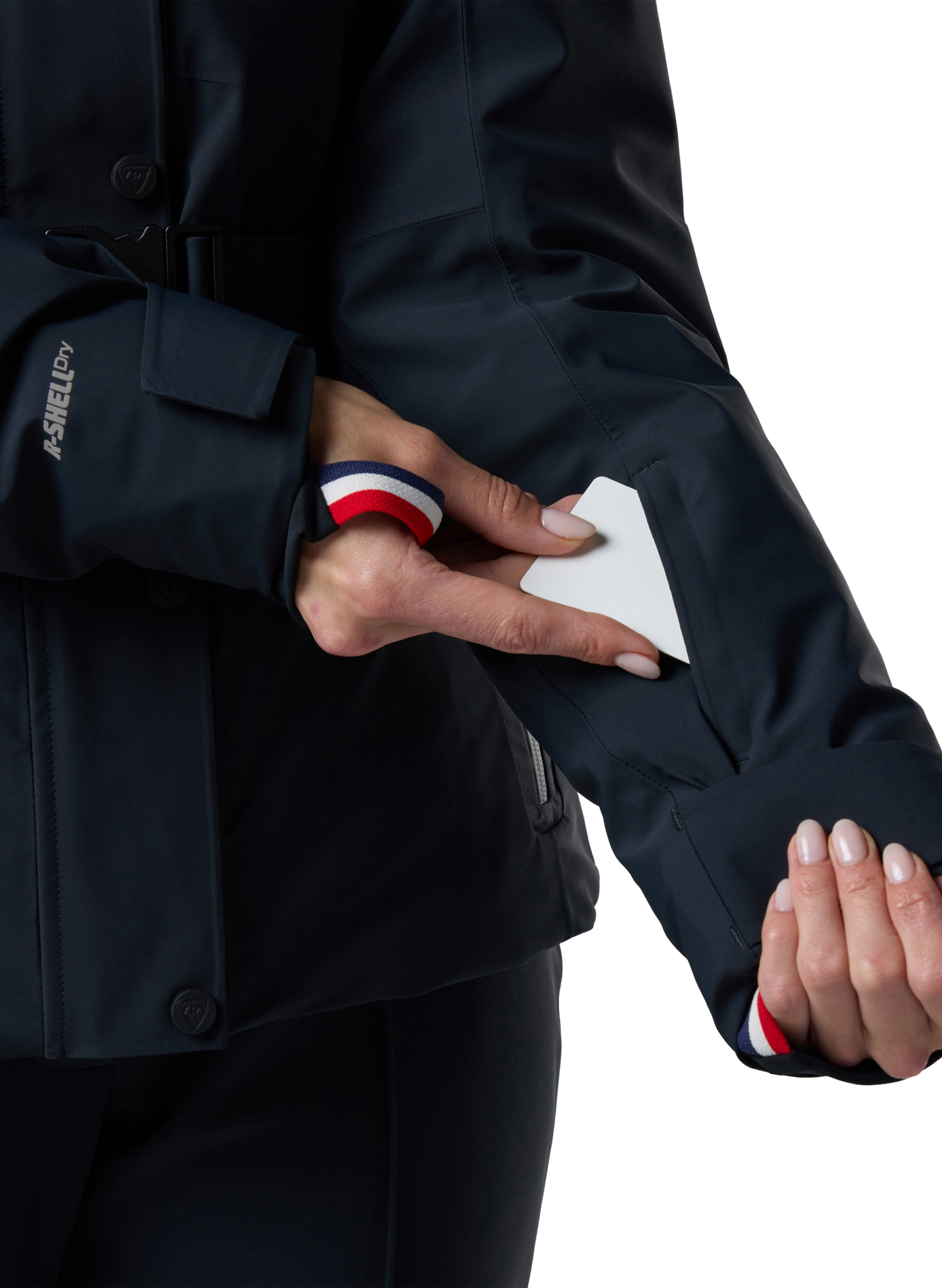 Snowdazzle ski jacket with a belted stand collar ROSSIGNOL Black
