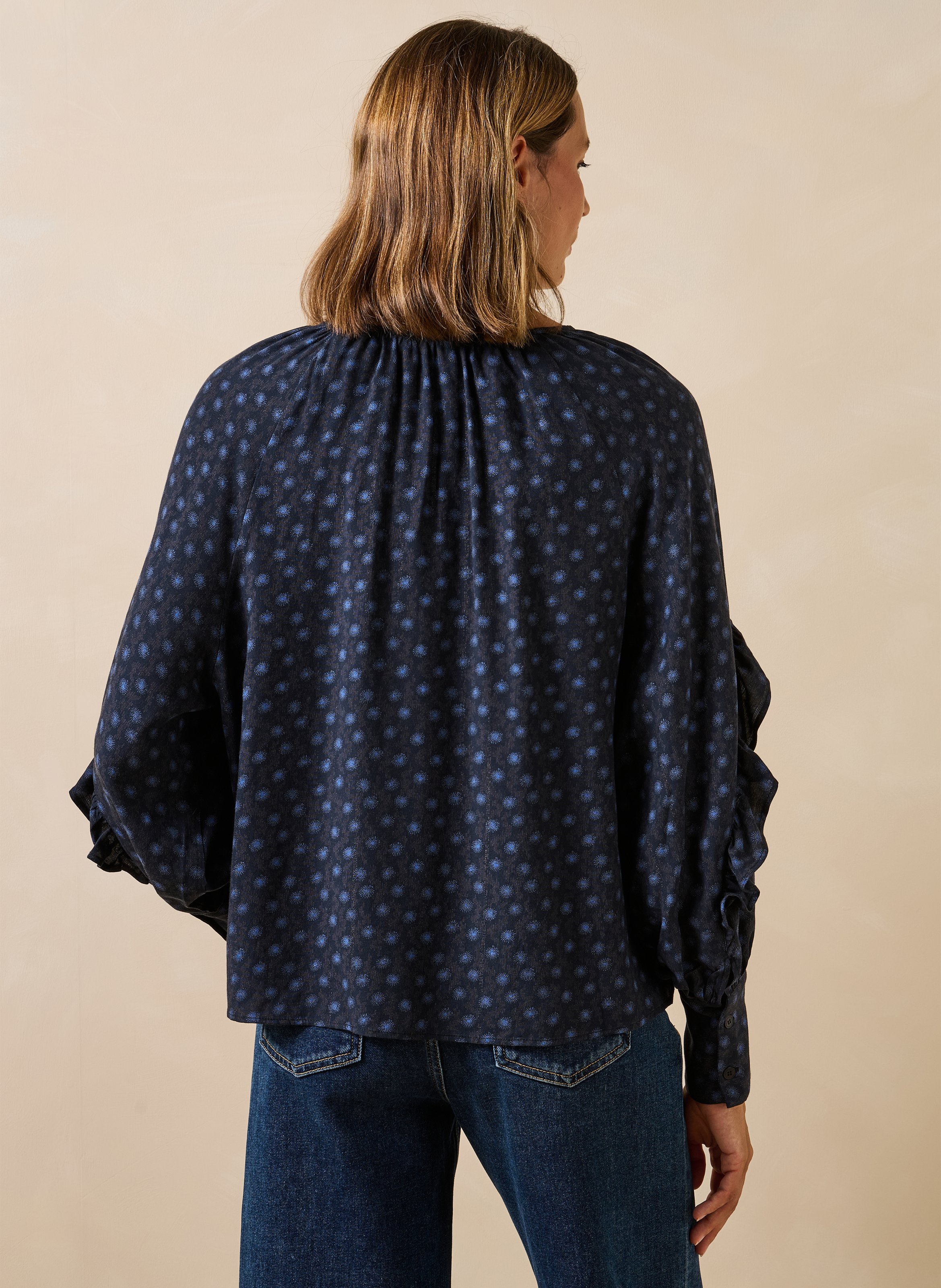 Losvallende blouse met print LA FEE MARABOUTEE Blauw