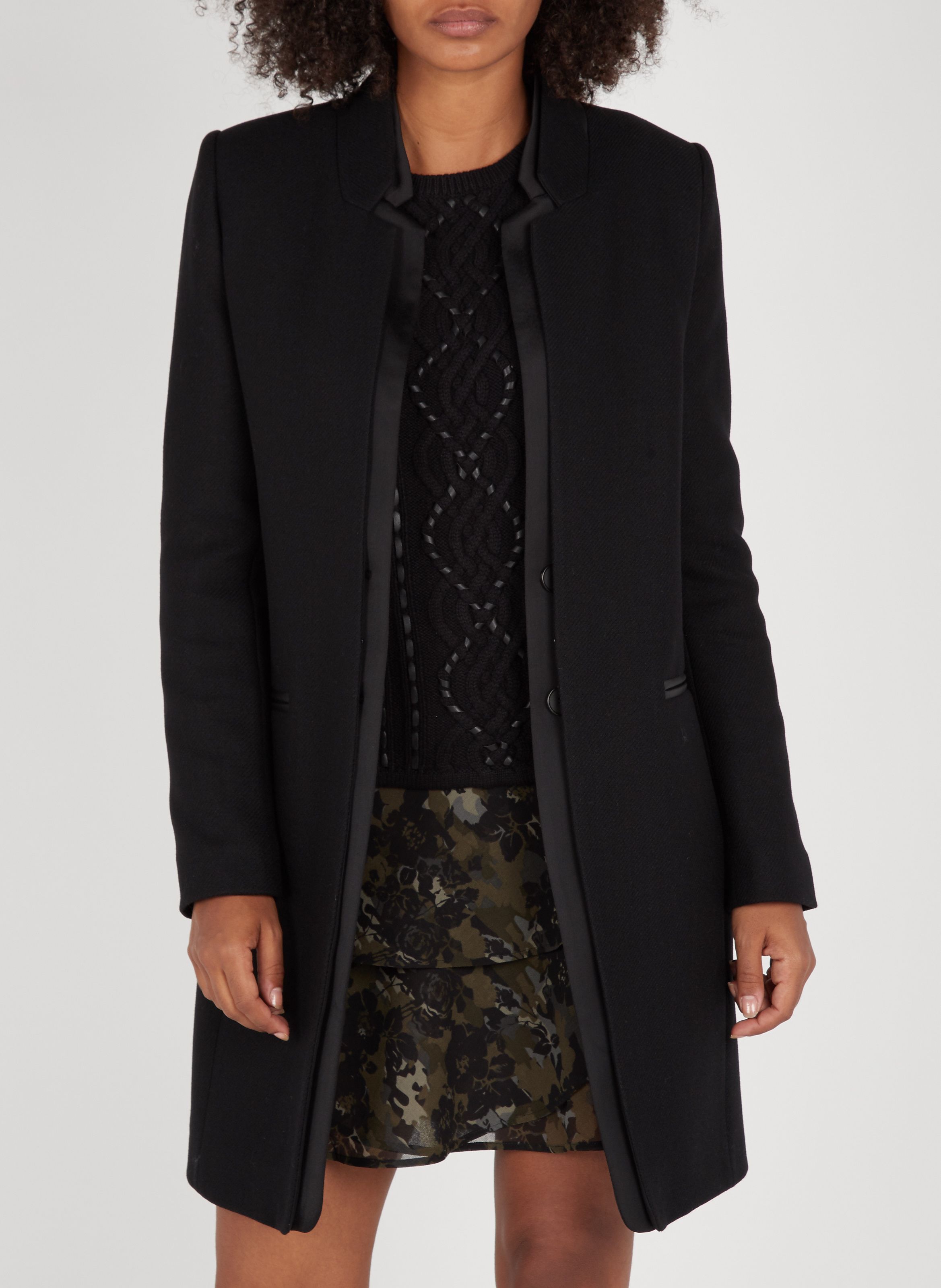 Manteau noir shop mi long femme