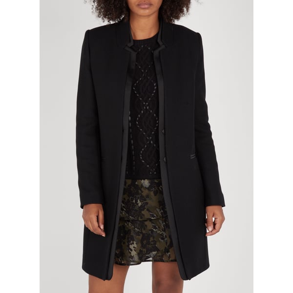 Manteau mi-long à double col en laine