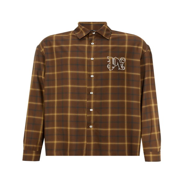 Palm Angels Checked Shirt In Brown