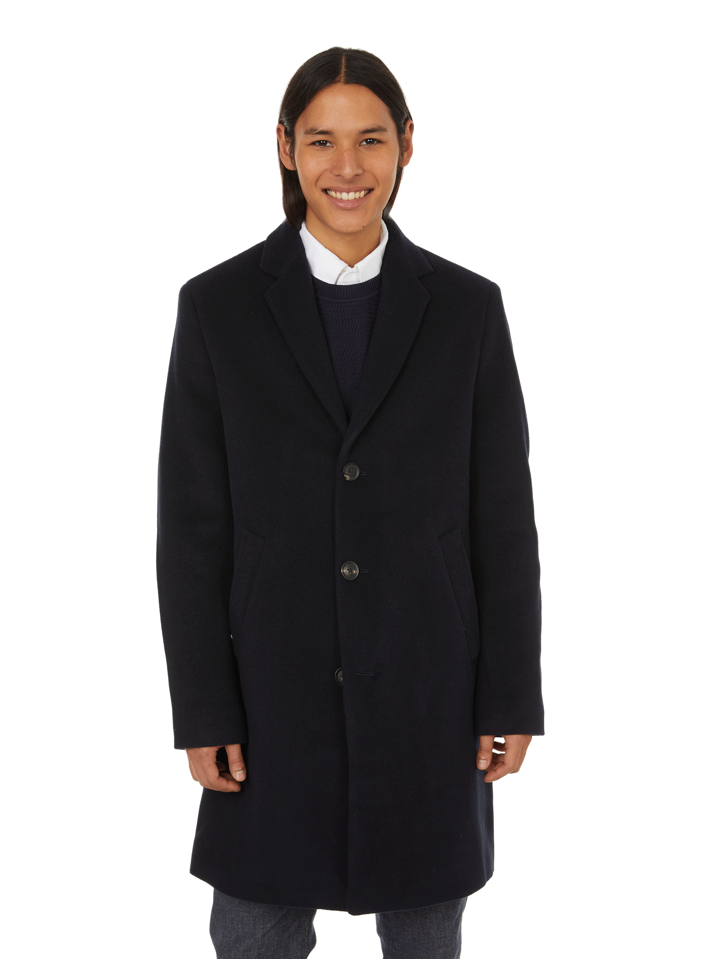 Manteau droit en laine mélangée