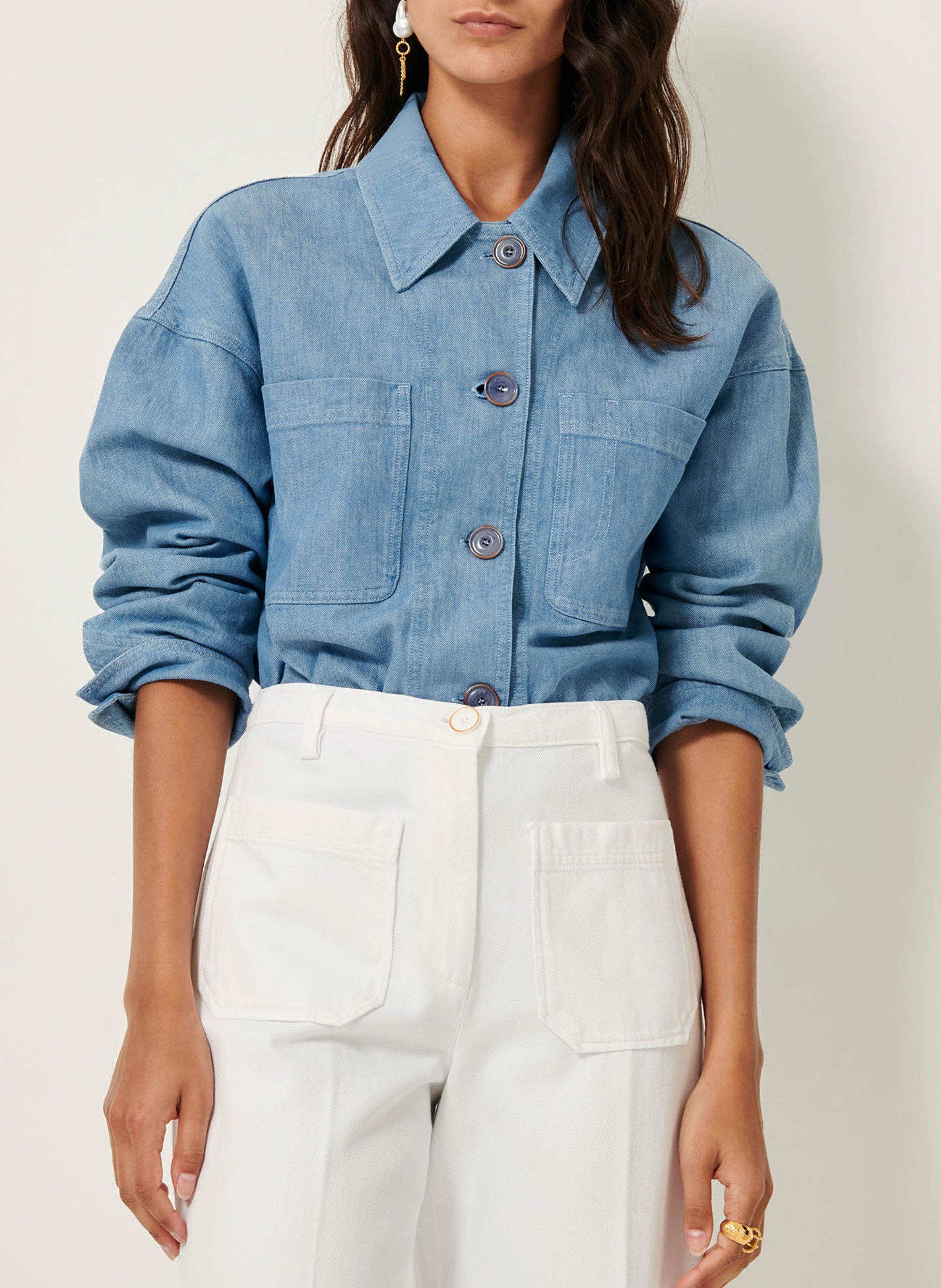 Jean droit taille haute en coton aldricks SESSUN Blanc