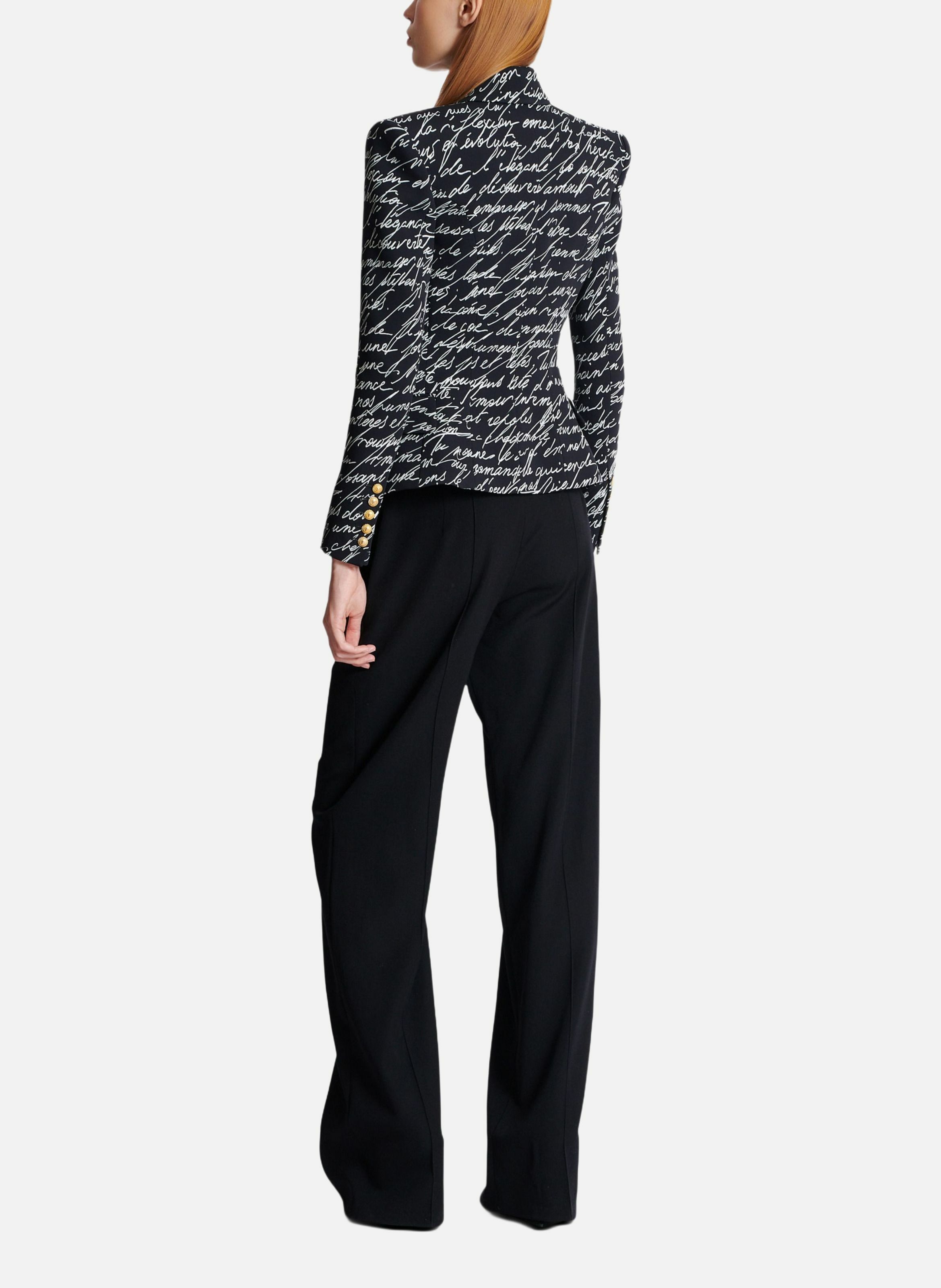 Veste 6 boutons imprimée « lettre d'amour » BALMAIN Noir