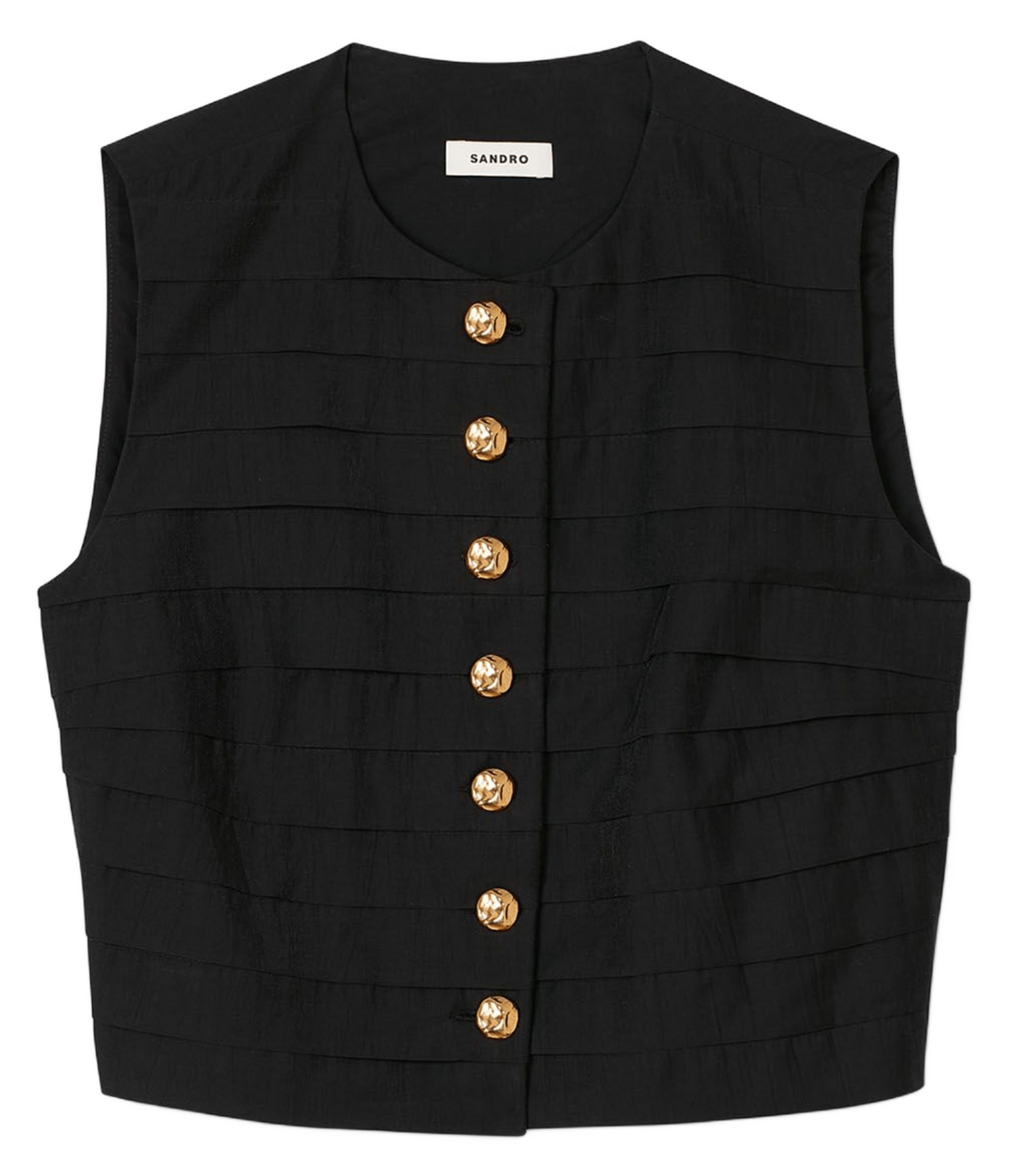 Top droit court en coton mélangé SANDRO Noir