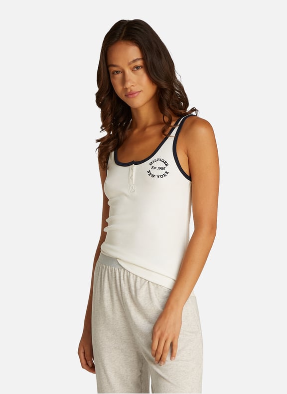 Ribbed tank top Beige by TOMMY HILFIGER TOMMY HILFIGER Ribbed tank top Beige