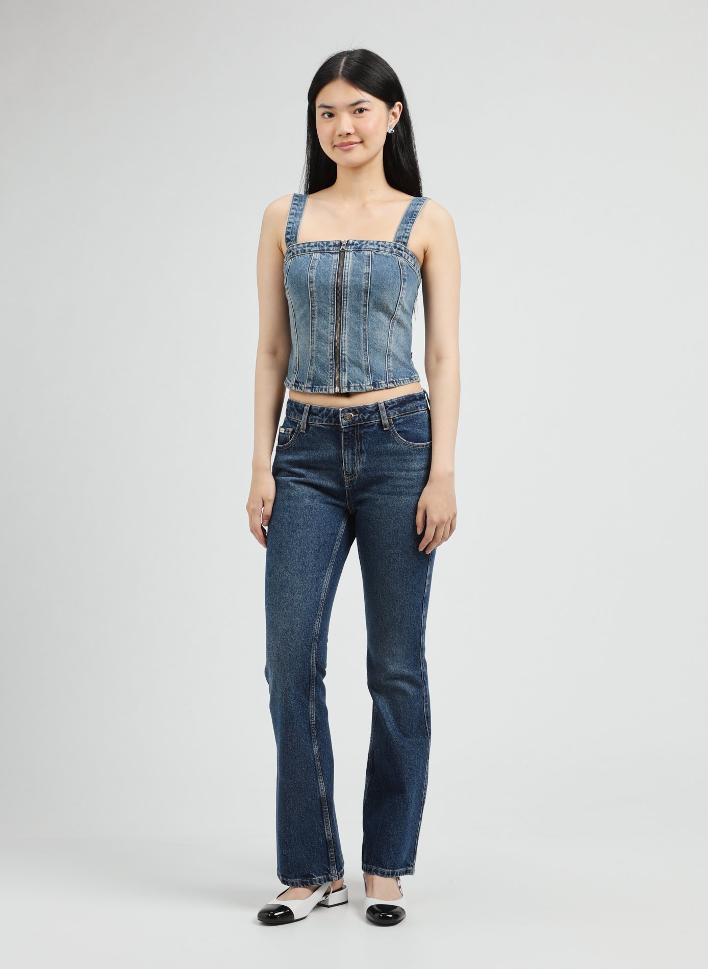 Top bustier en denim de coton LEVI'S Bleu