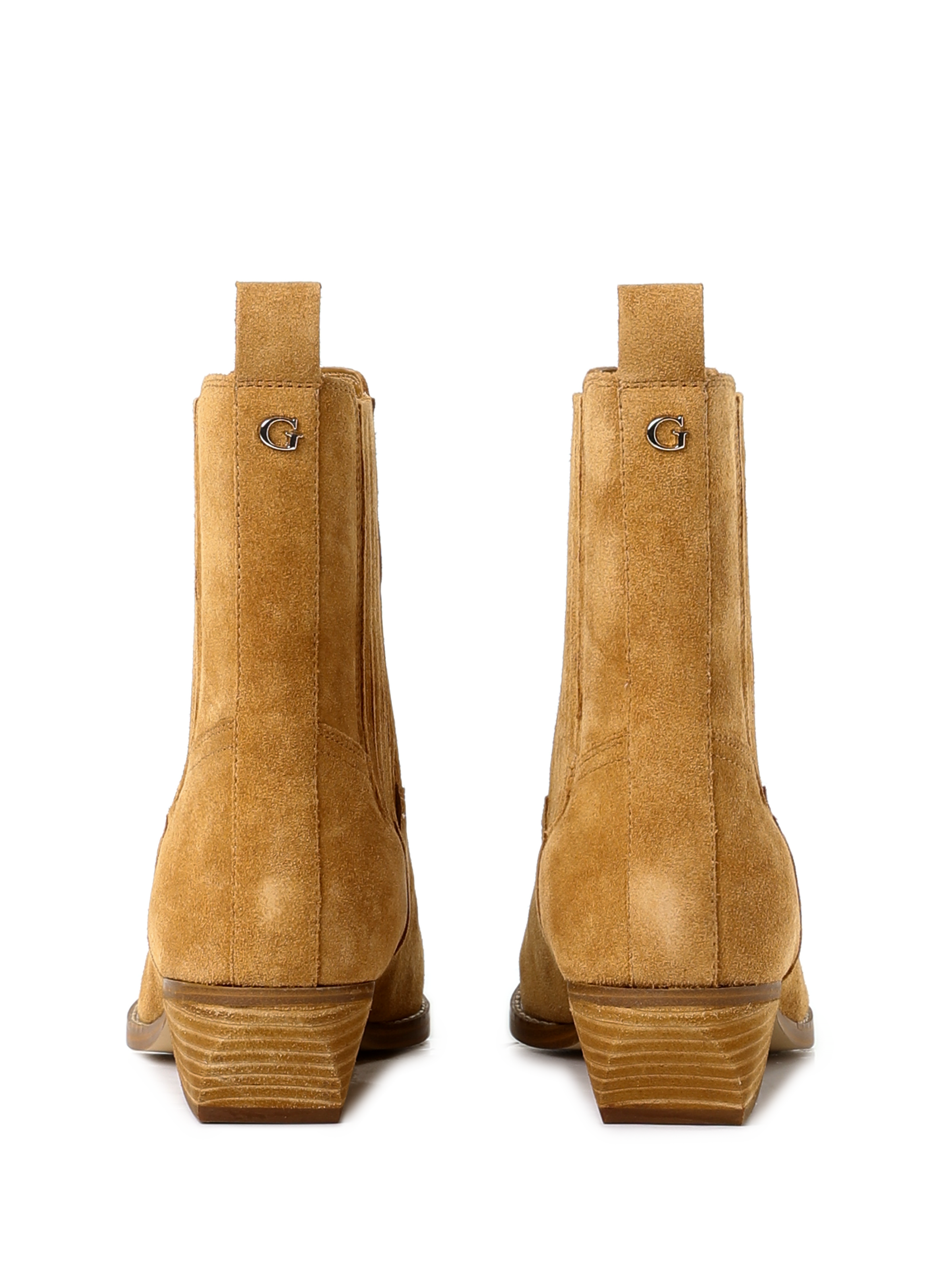 Bottines à talon en cuir velours Lanna 2 GUESS Marron